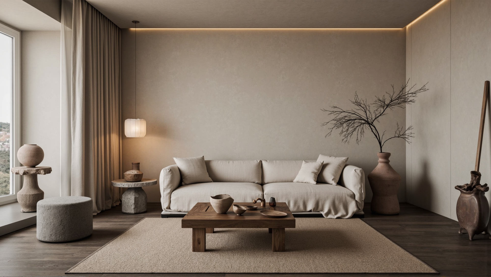 Relaxed Abode Wrapped in Natural Textures Living room 3