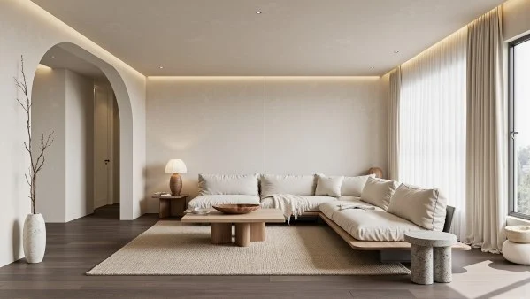 Wabi-Sabi Relaxed Living Room in Soft Texture living-room