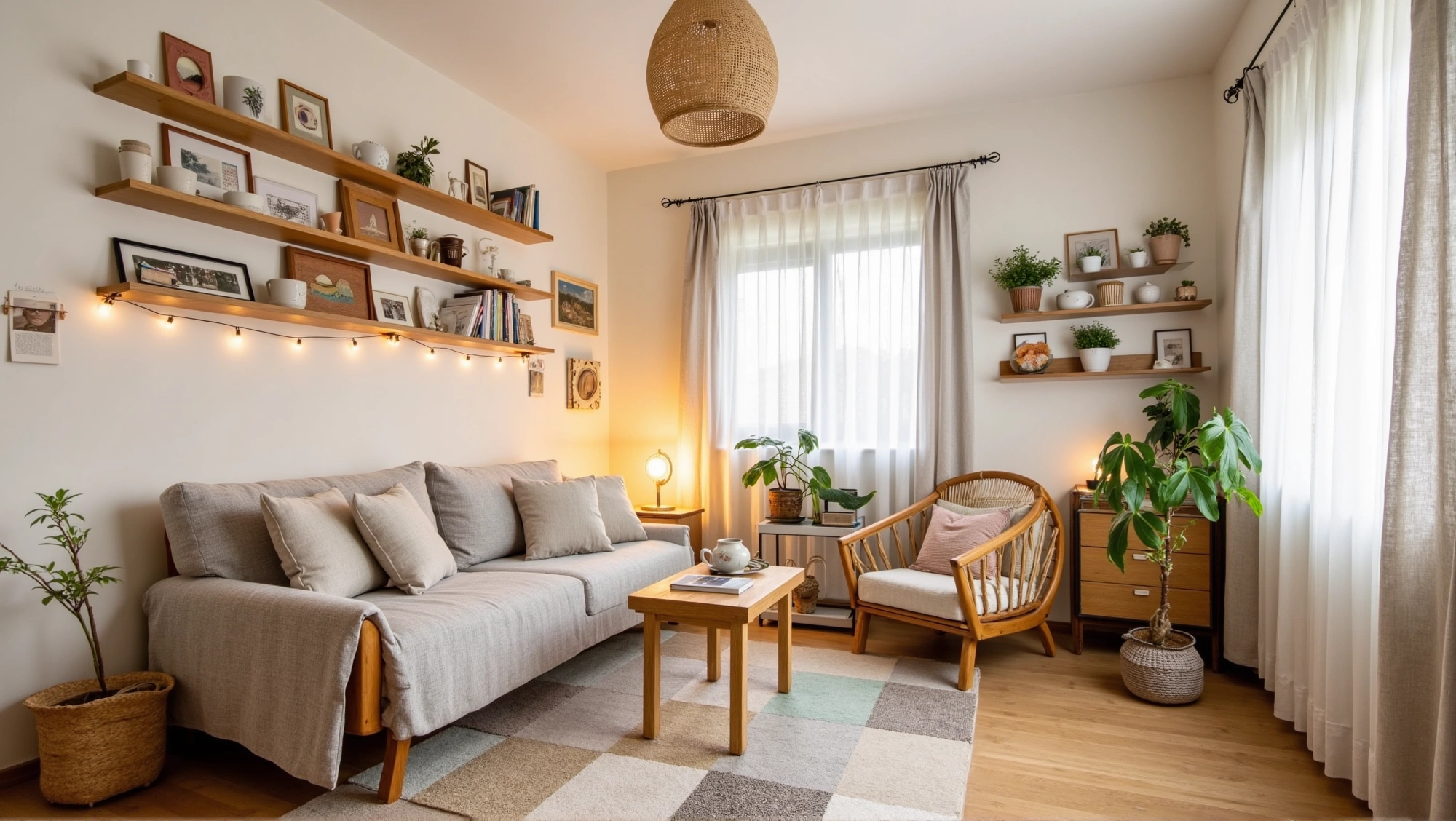 A Healing-Style Living Room with Rattan Accents Living room 2