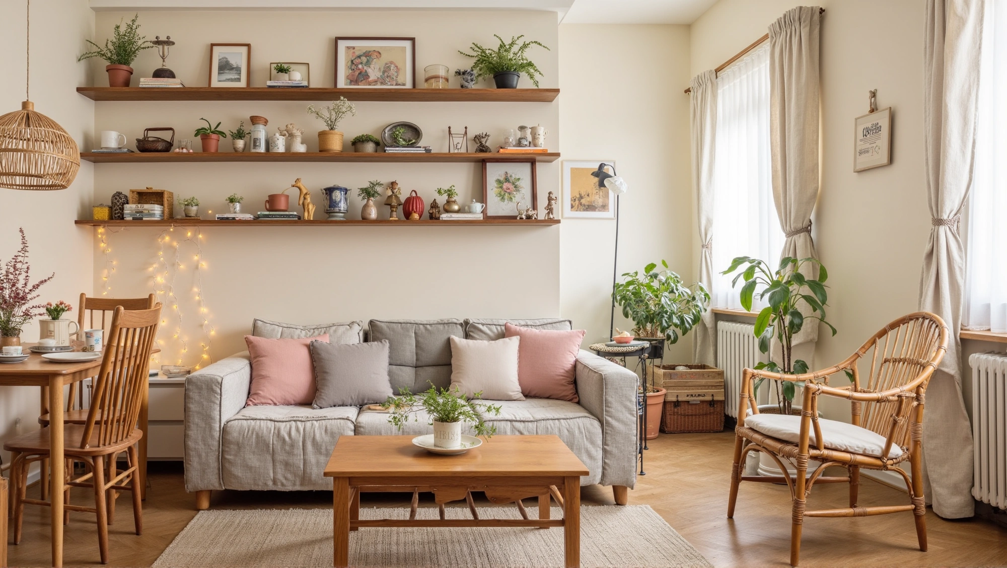 A Healing-Style Living Room with Rattan Accents Living room 3