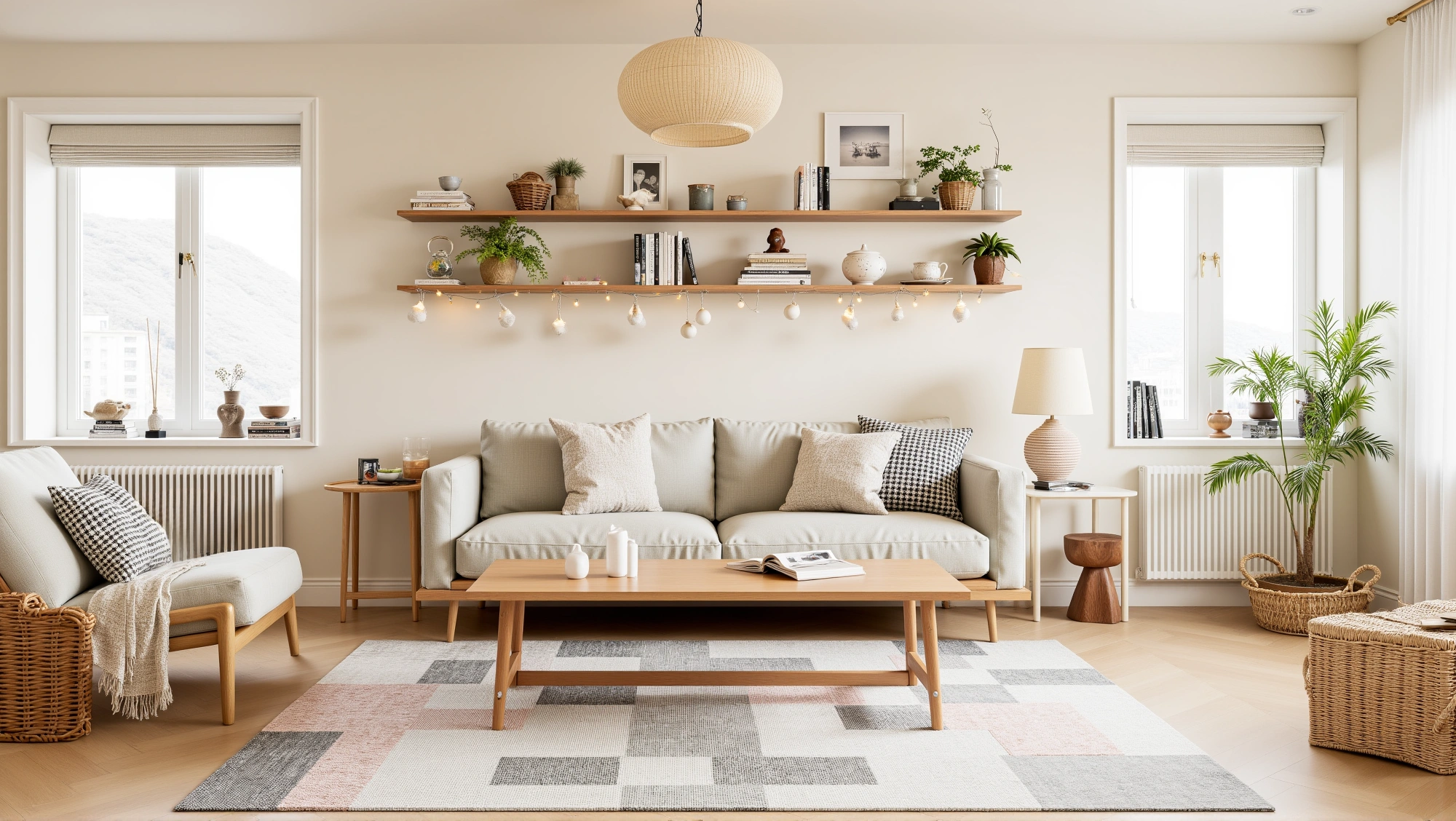 A Healing-Style Living Room with Rattan Accents Living room 5