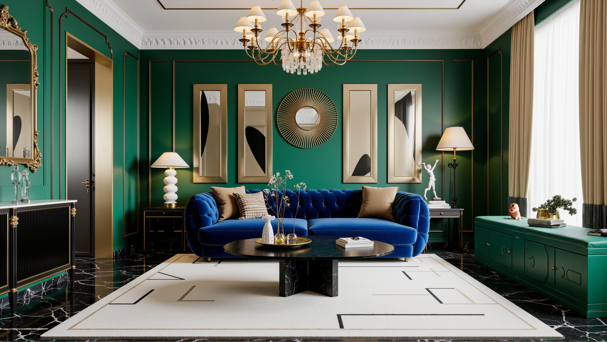 Wrapped Navy Velvet Vintage Living Room Living room 2