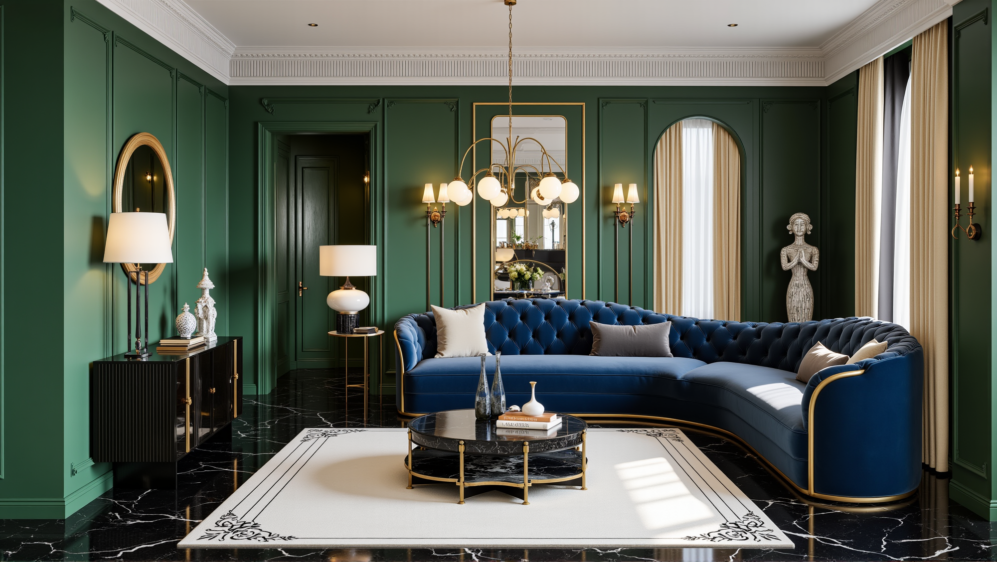 Wrapped Navy Velvet Vintage Living Room Living room 3