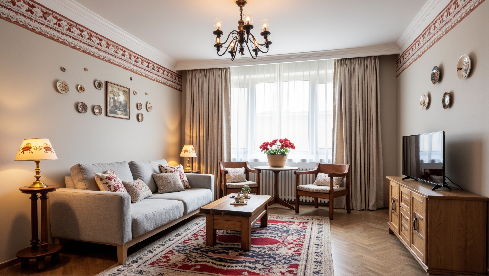 Retro Patterns and Warm Wood Living Room Living room 2