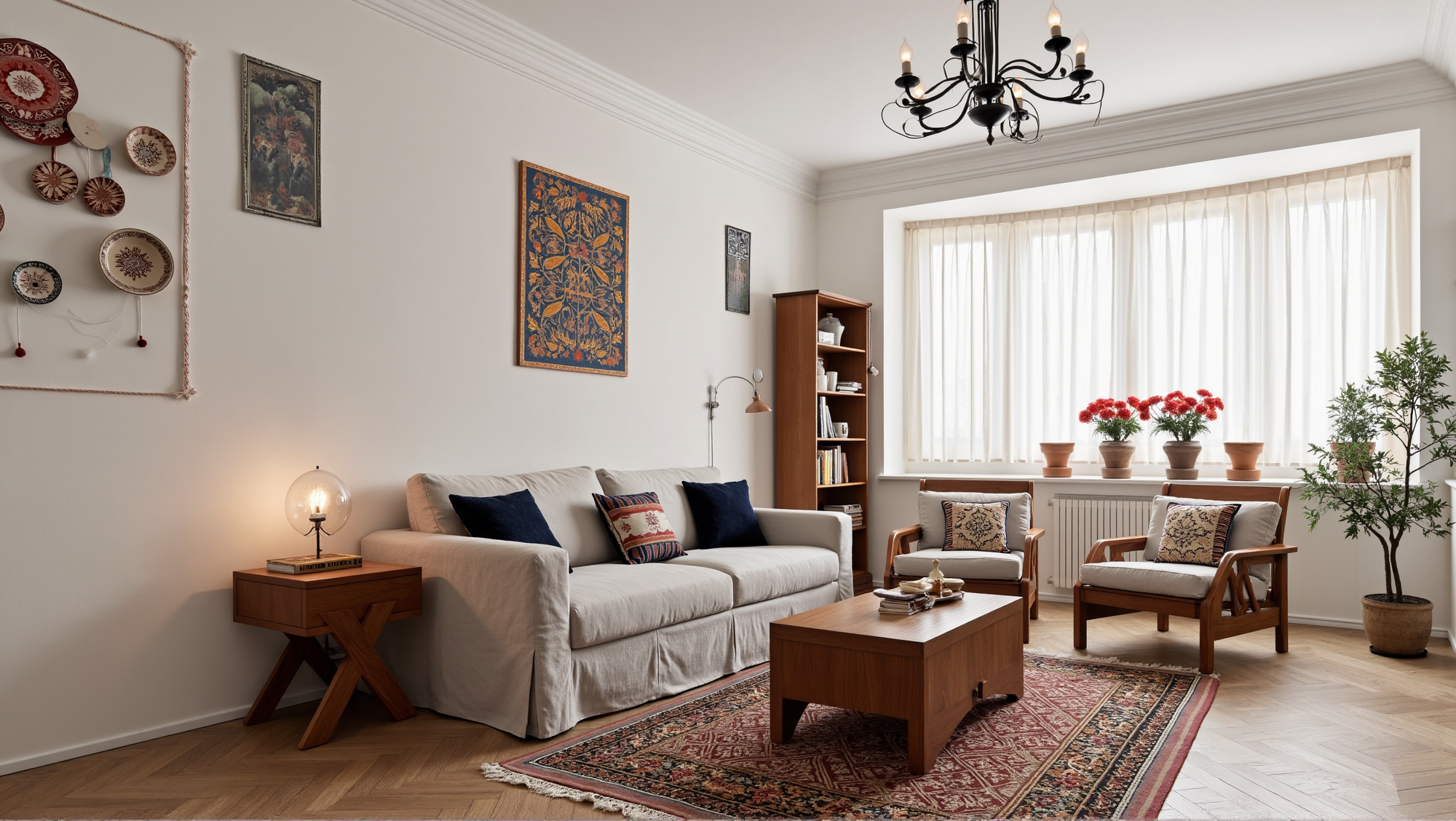 Retro Patterns and Warm Wood Living Room Living room 2