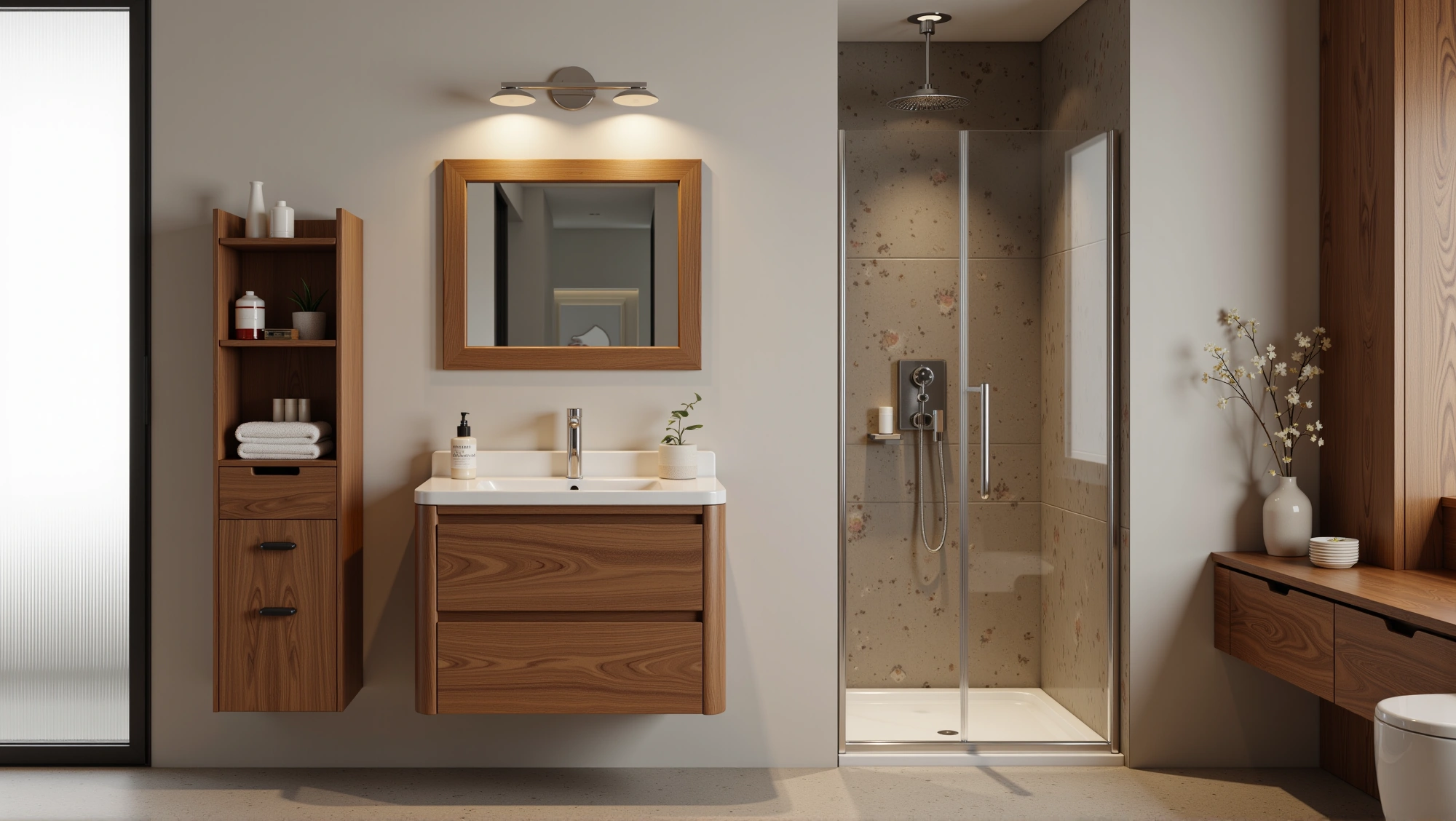 Wood-Toned Elegant Bath Bathroom 1