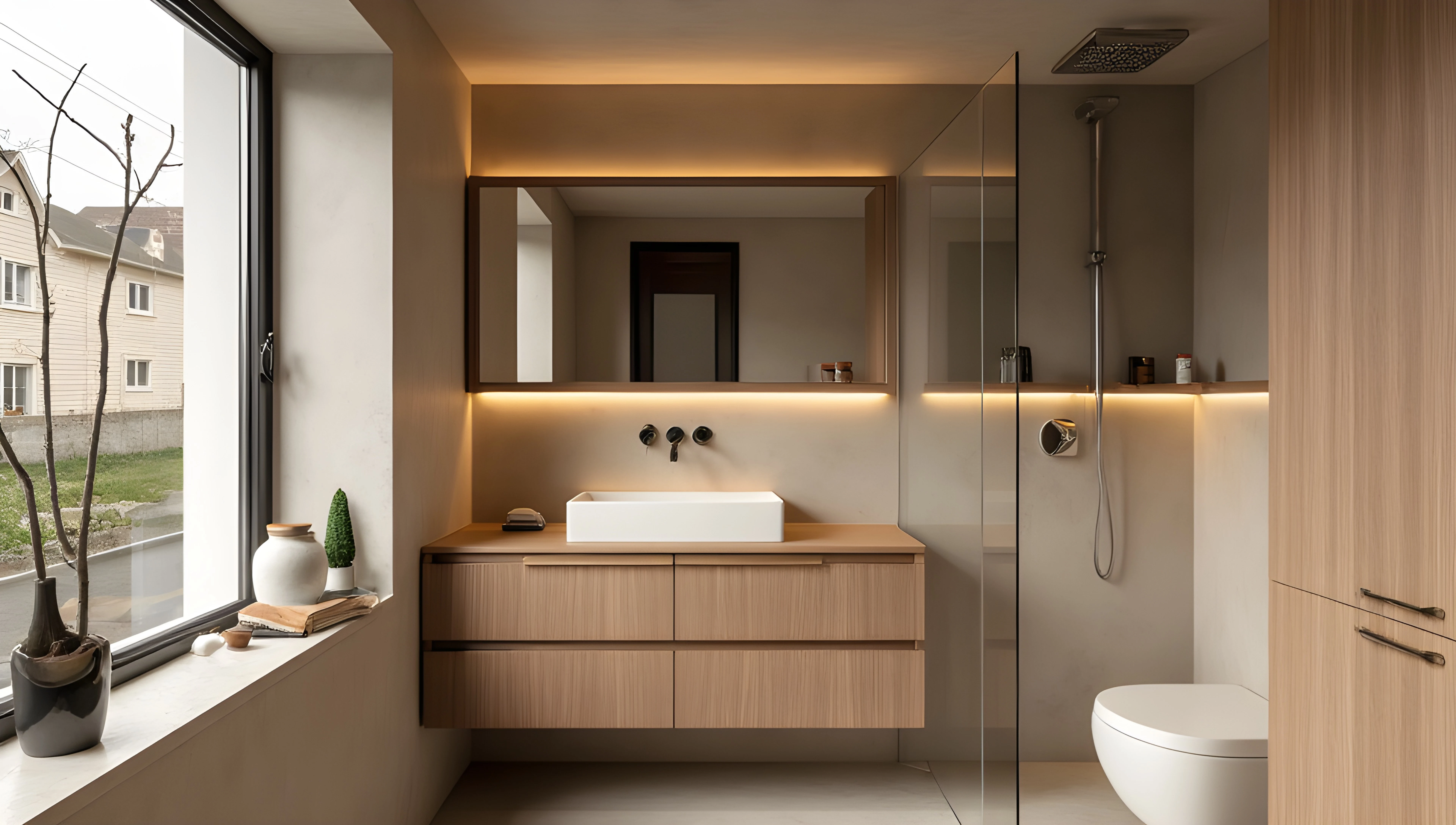 Wood-Toned Elegant Bath Bathroom 3