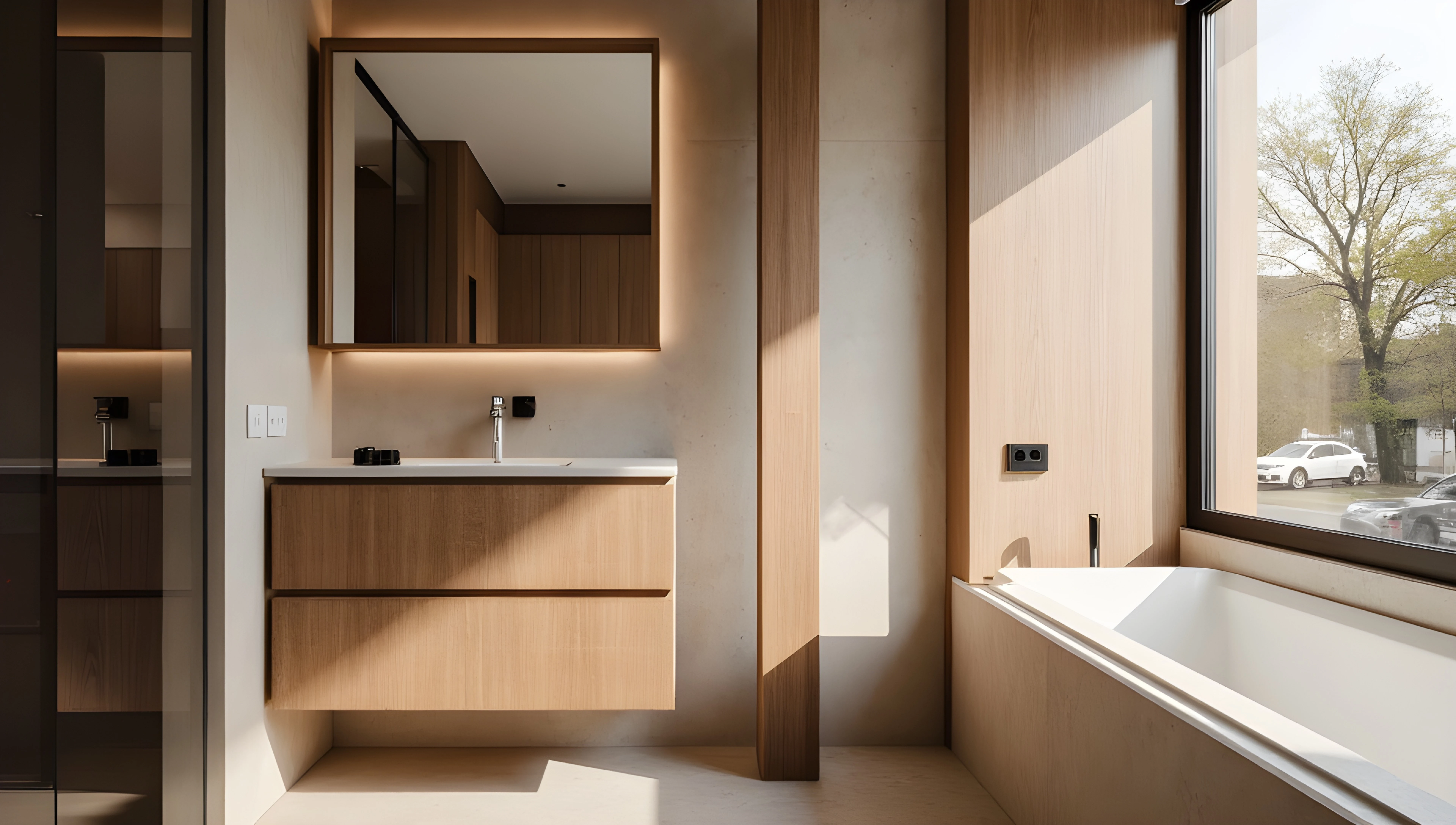 Wood-Toned Elegant Bath Bathroom 4