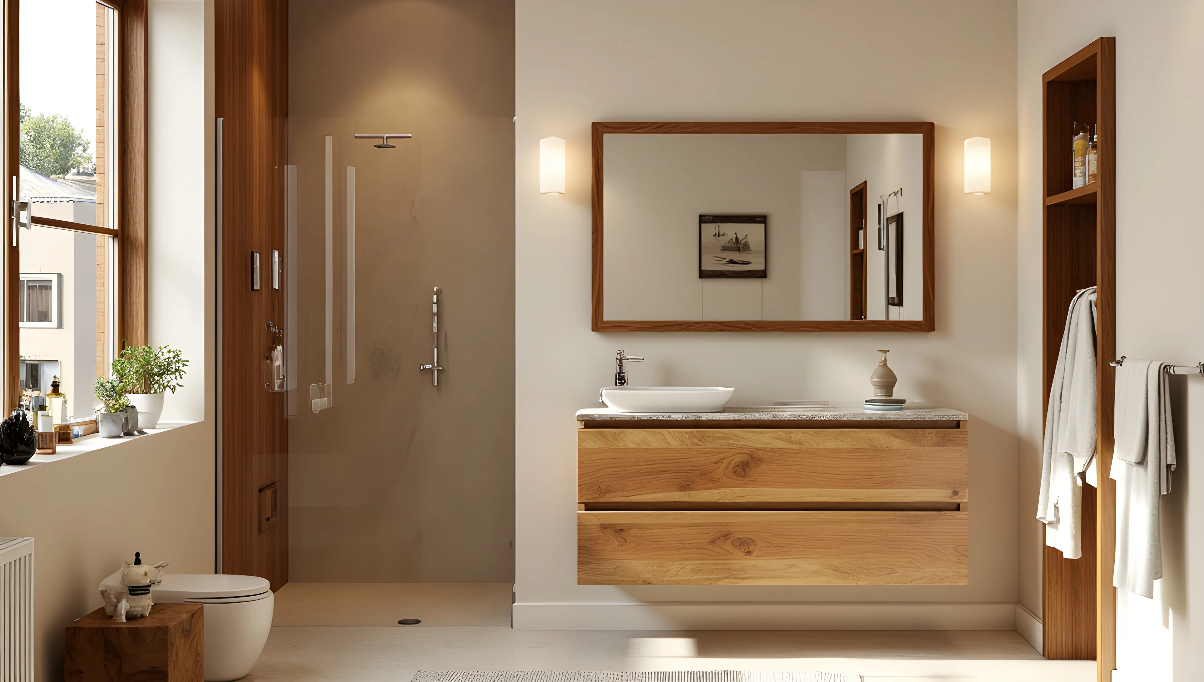 Wood-Toned Elegant Bath Bathroom 6