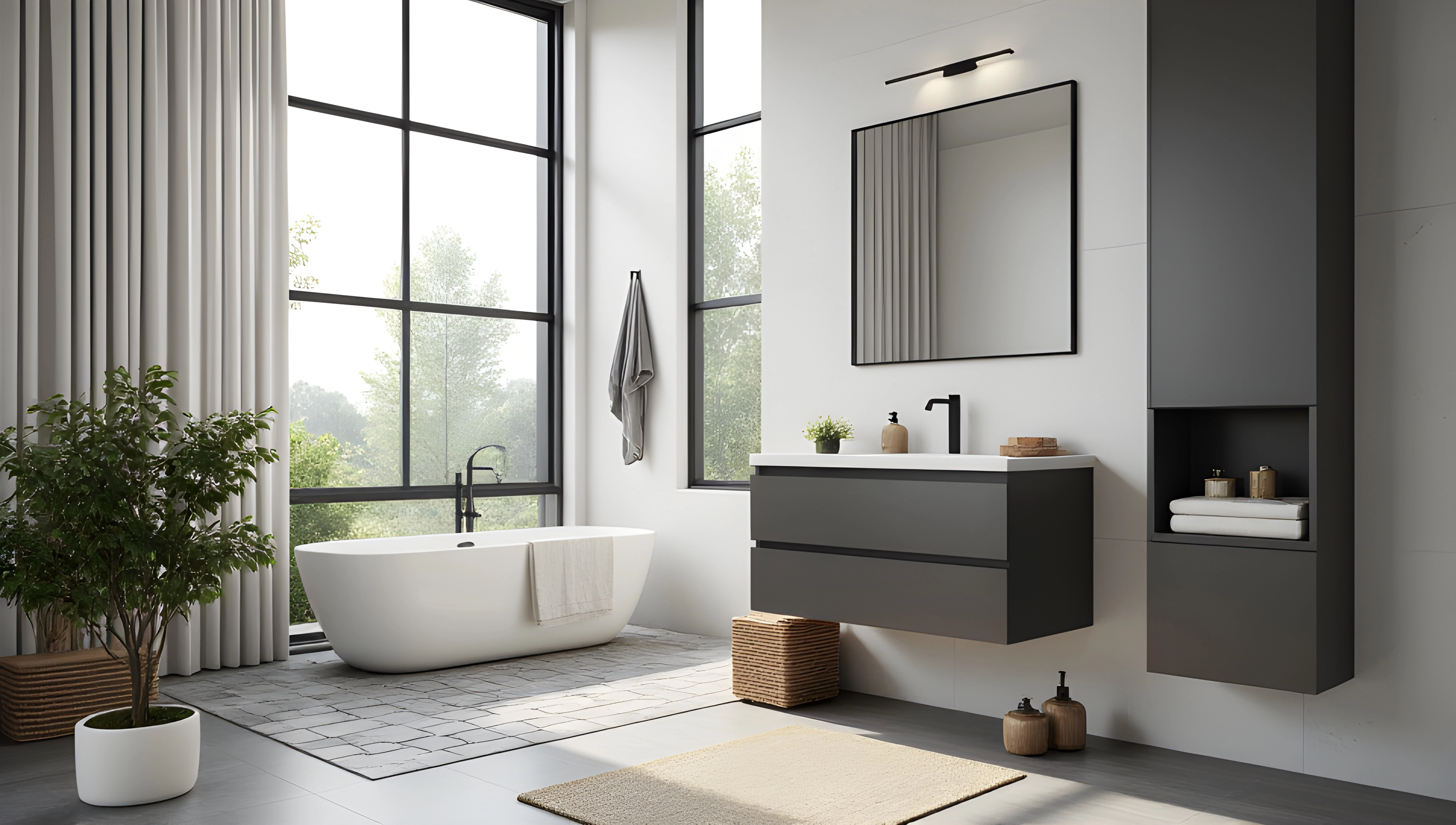 Natural Minimalist Bathroom, Stone and Light Bathroom 3