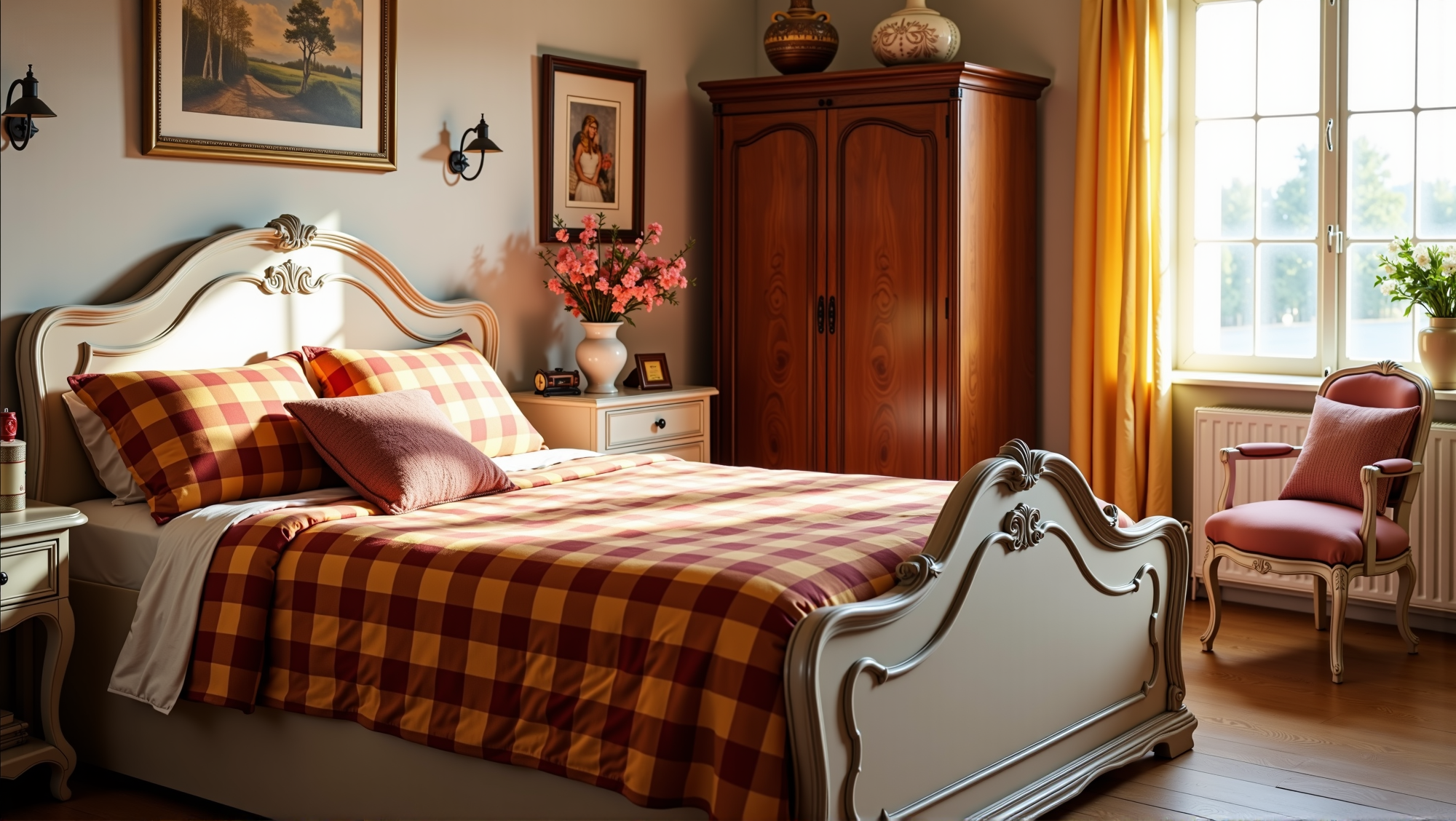 Warm Plaid French Soft Luxury Vibrant Bedroom Bedroom 1