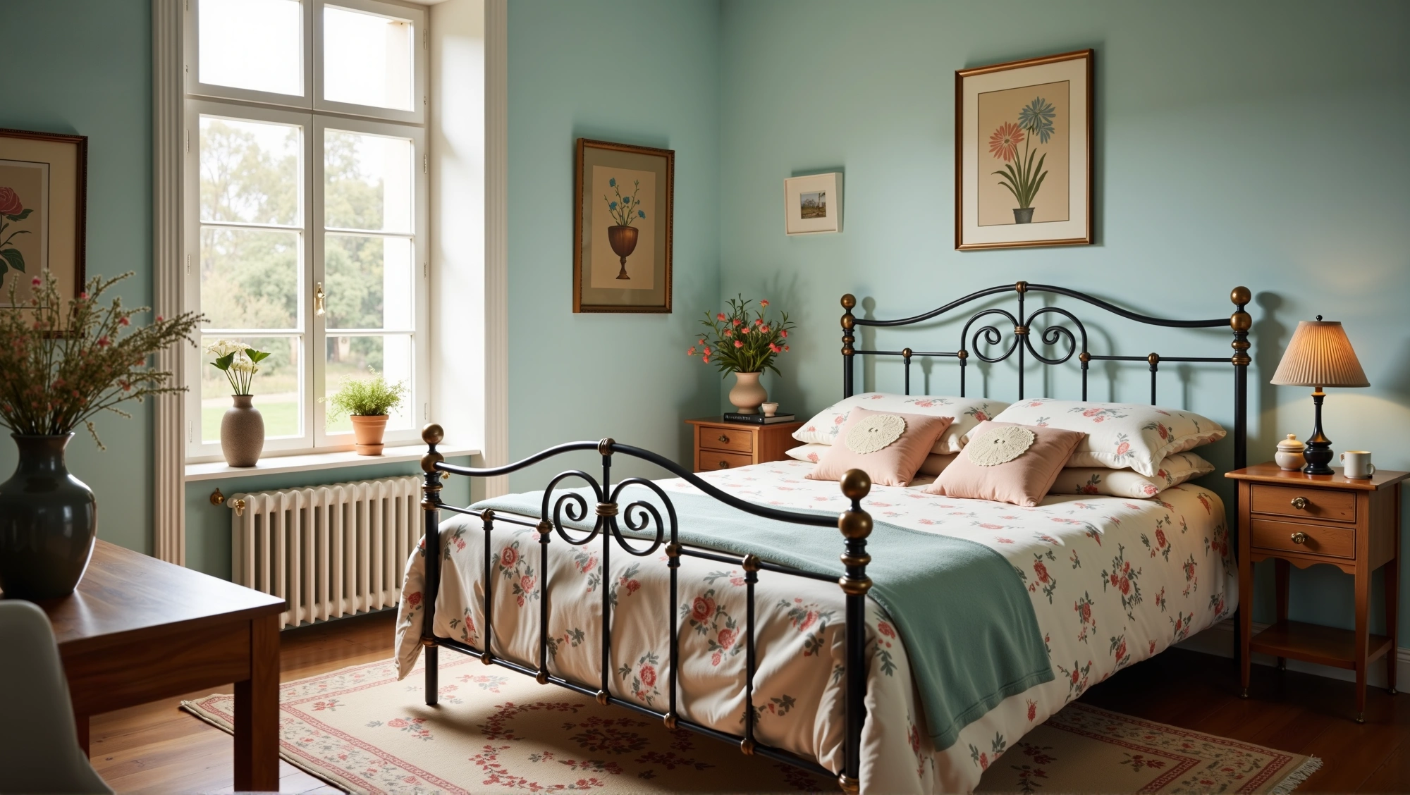 Mint French Style Soft Quiet Time in Iron Bed Bedroom 1