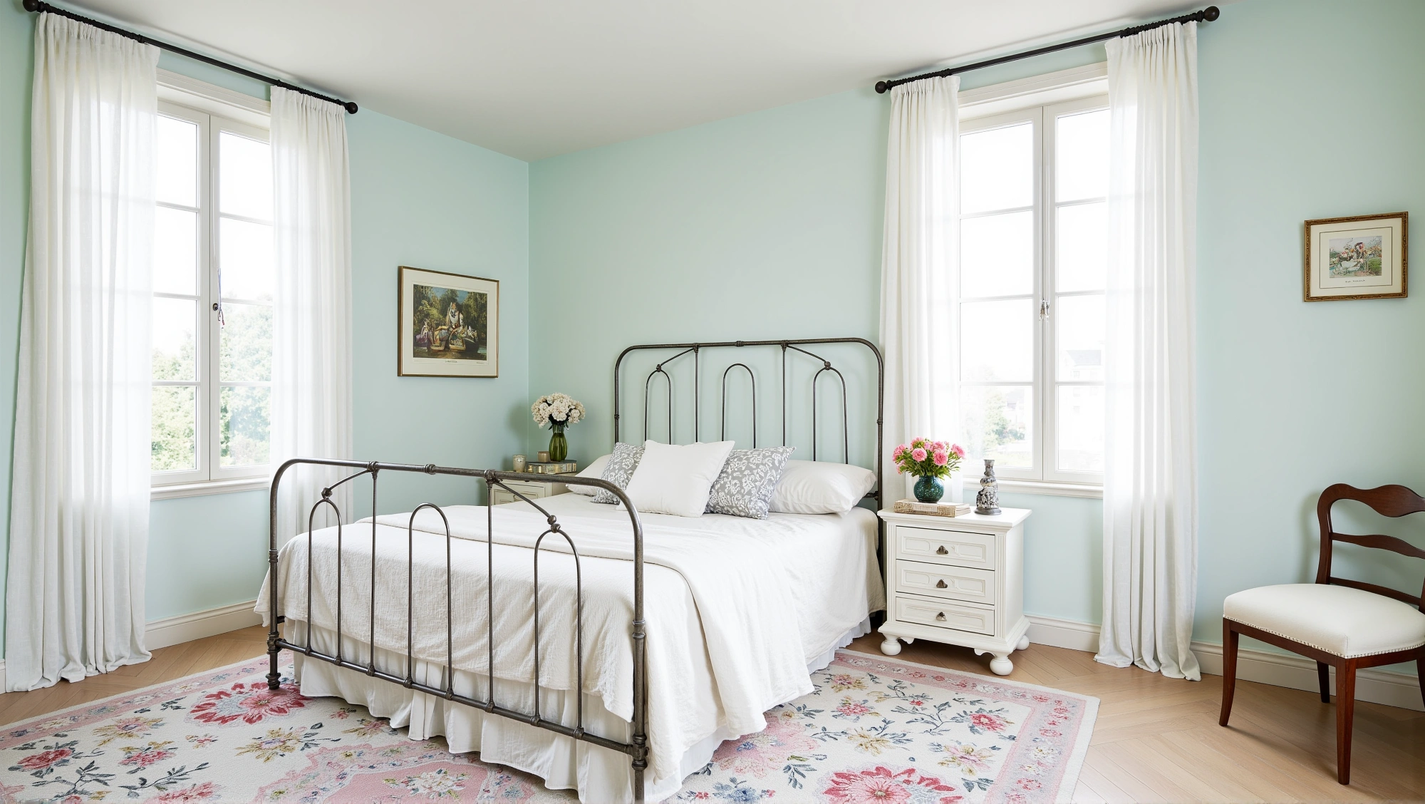 A Soft Sweet Retreat in Ironwork and Florals Bedroom 2