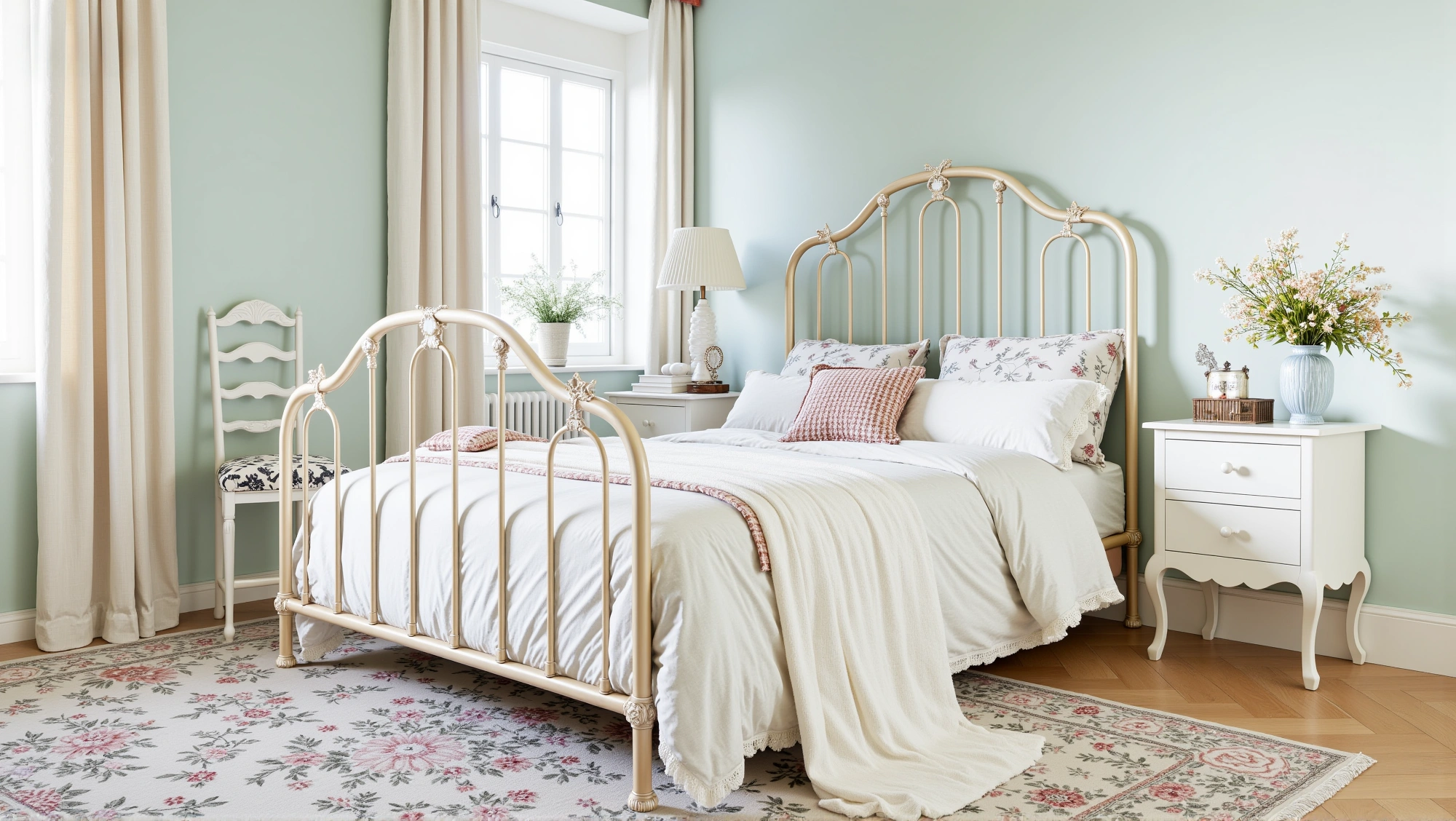 A Soft Sweet Retreat in Ironwork and Florals Bedroom 3