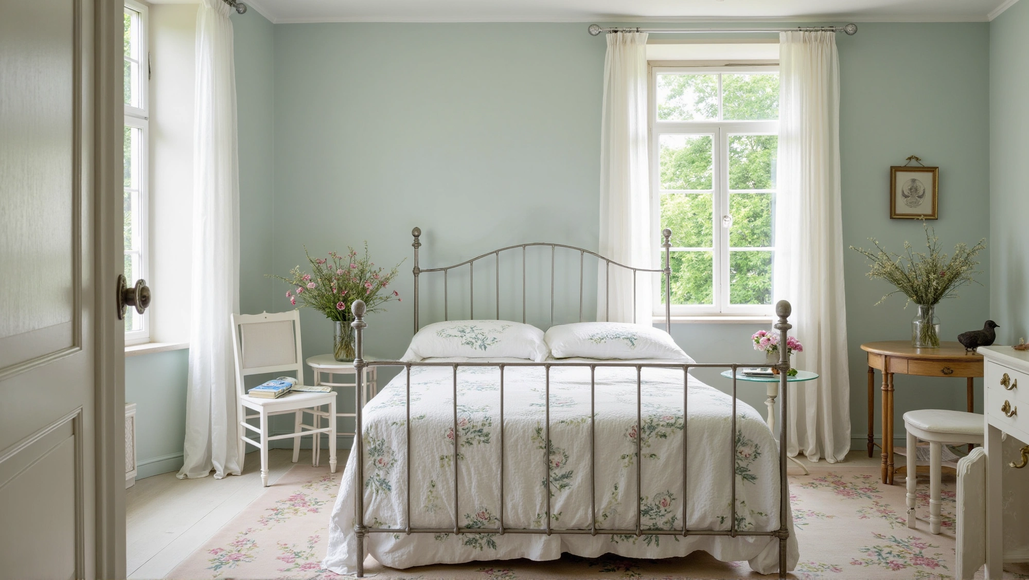 A Soft Sweet Retreat in Ironwork and Florals Bedroom 5