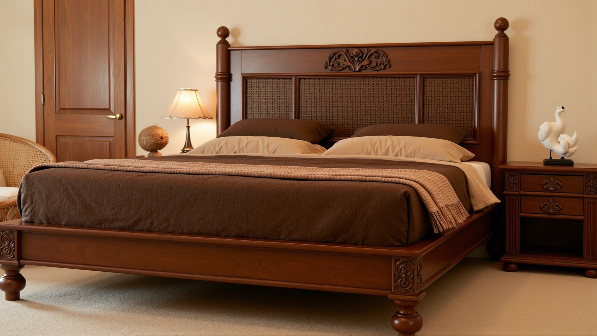 Dark Wood Retro Bedroom A Warm Retreat in Carvings Bedroom 4