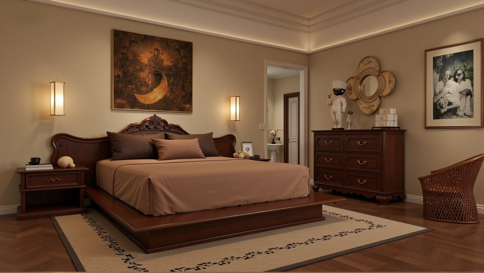 Dark Wood Retro Bedroom A Warm Retreat in Carvings Bedroom 2