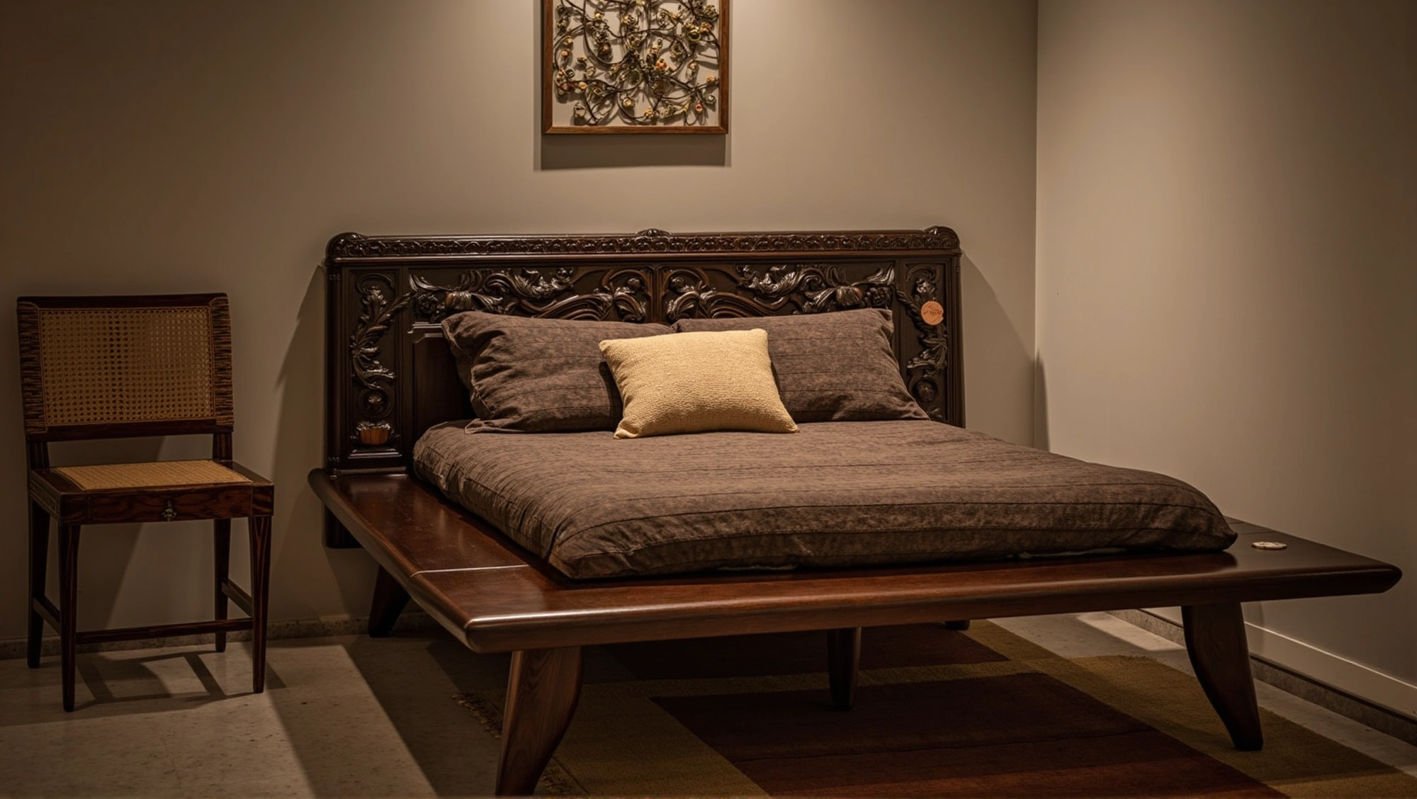Dark Wood Carvings Thai Tranquility in Warm Tones Bedroom 2