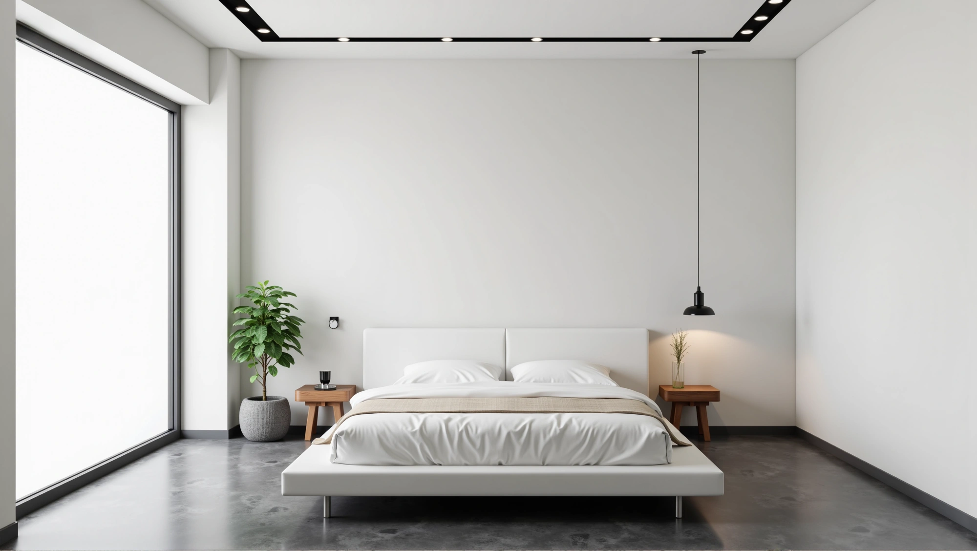 Plain White Minimalism Relaxed Bedroom Bedroom 2