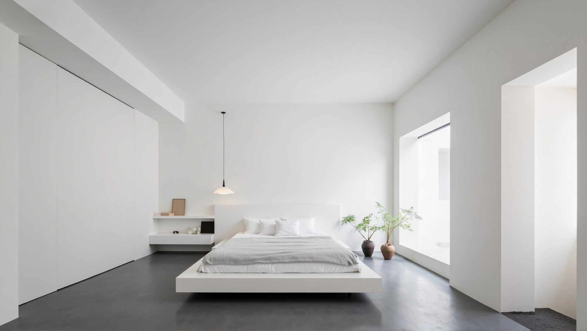 Plain White Minimalism Relaxed Bedroom Bedroom 4