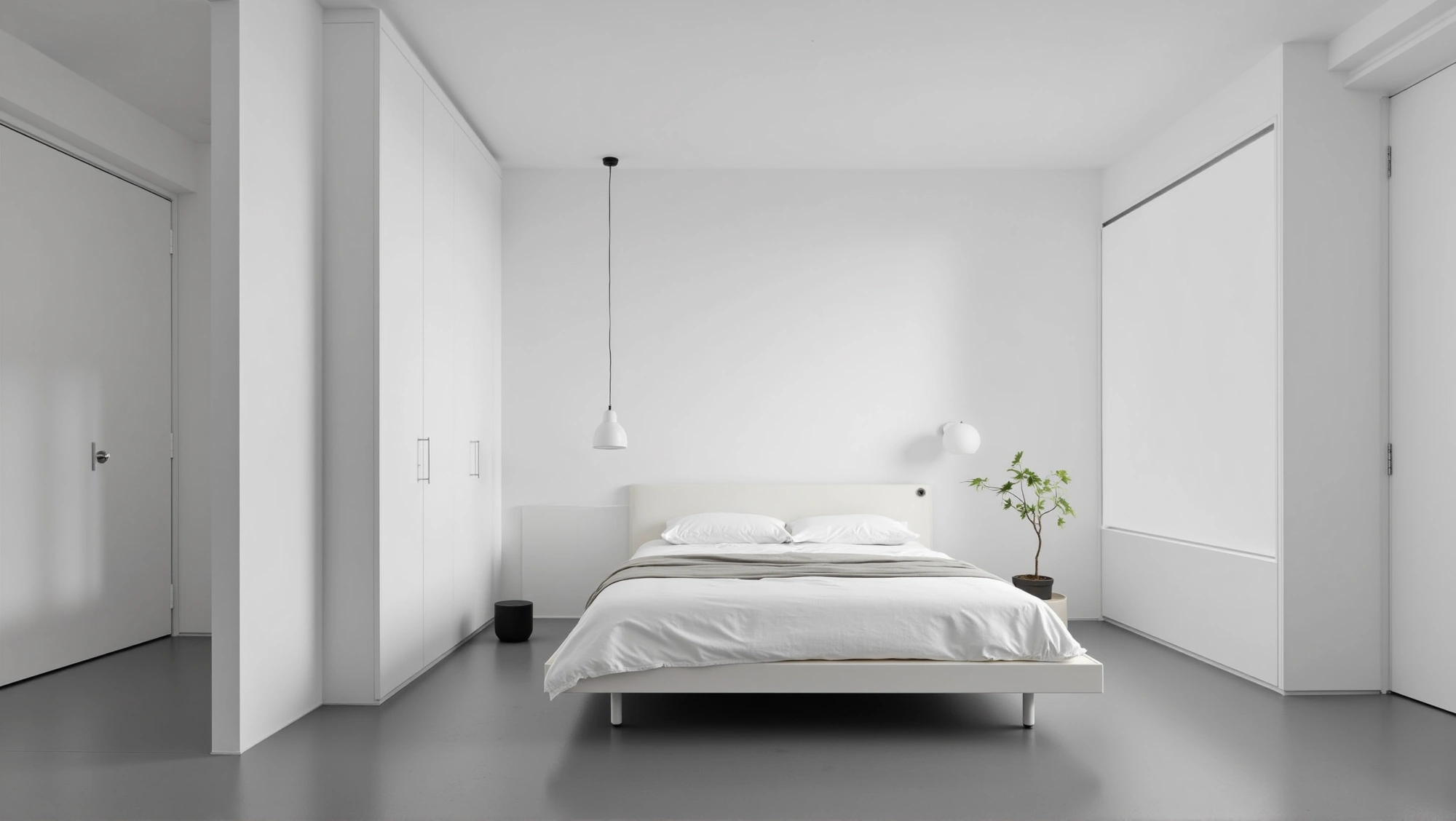 Plain White Minimalism Relaxed Bedroom Bedroom 6
