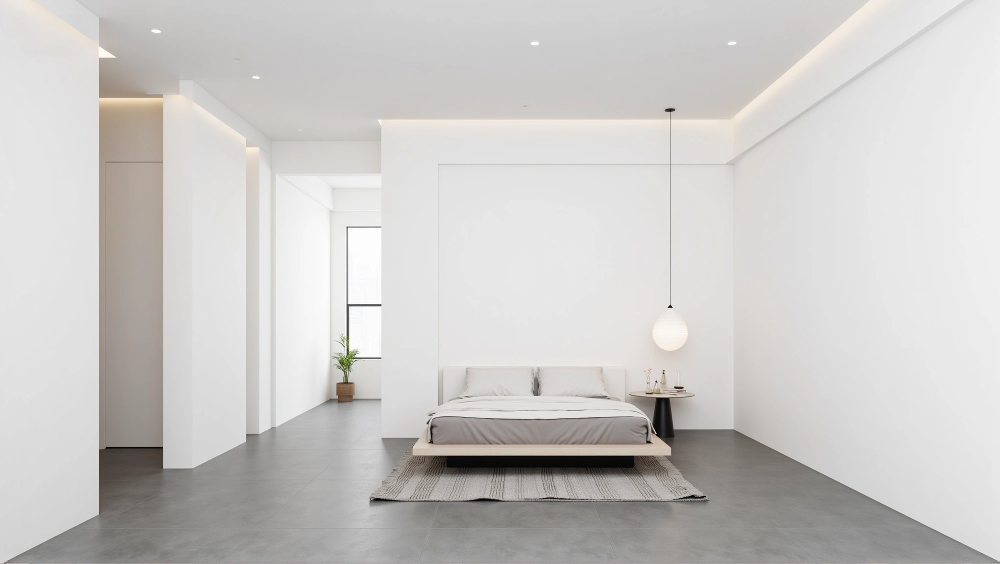 Plain White Minimalism Relaxed Bedroom Bedroom 8