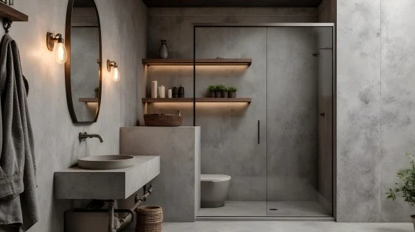 Industrial Style Bedroom and Bathroom bathroom