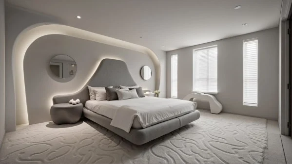 Soft Arc Plain Gray Cloud Bedroom