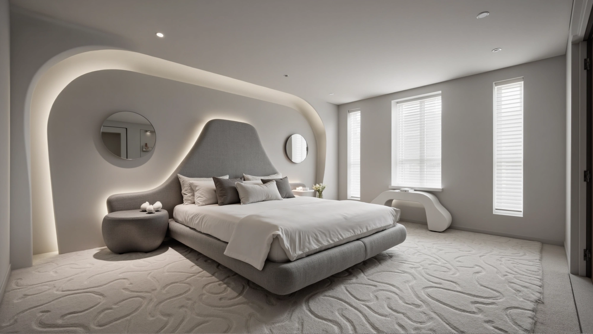 Soft Arc Plain Gray Cloud Bedroom Bedroom 1