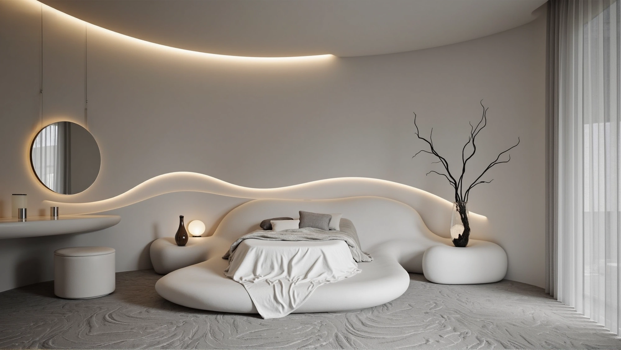 Soft Arc Plain Gray Cloud Bedroom Bedroom 2