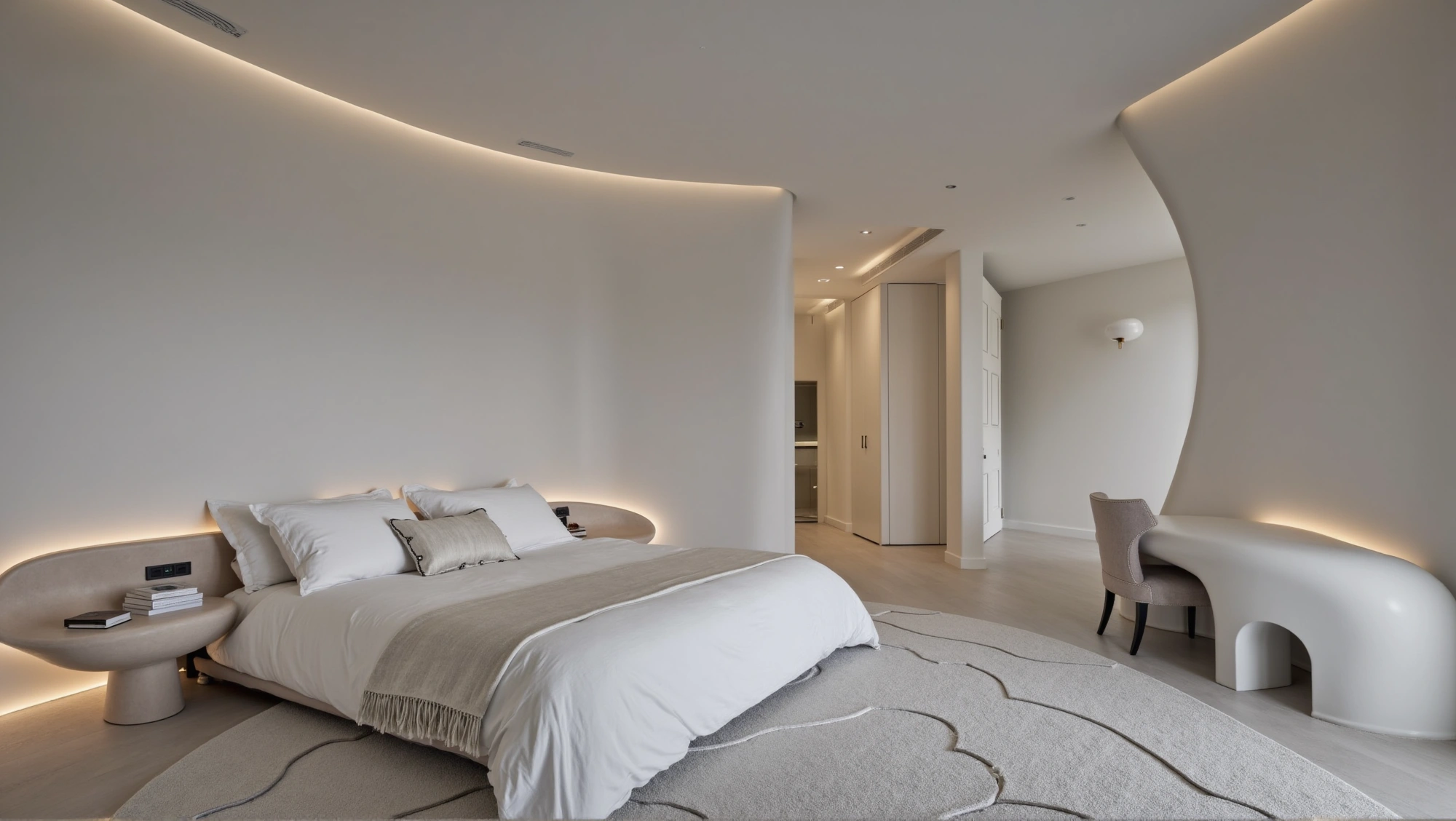 Soft Arc Plain Gray Cloud Bedroom Bedroom 3