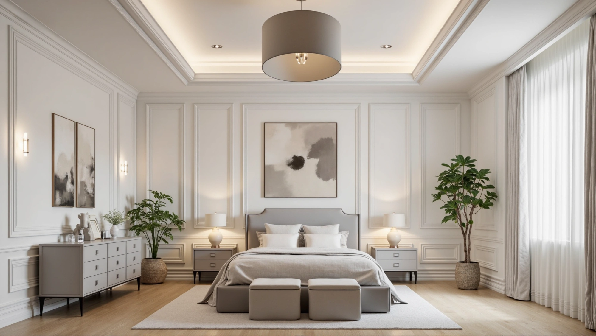 Soft Warm Bedroom in Clean Plaster Lines Bedroom 2