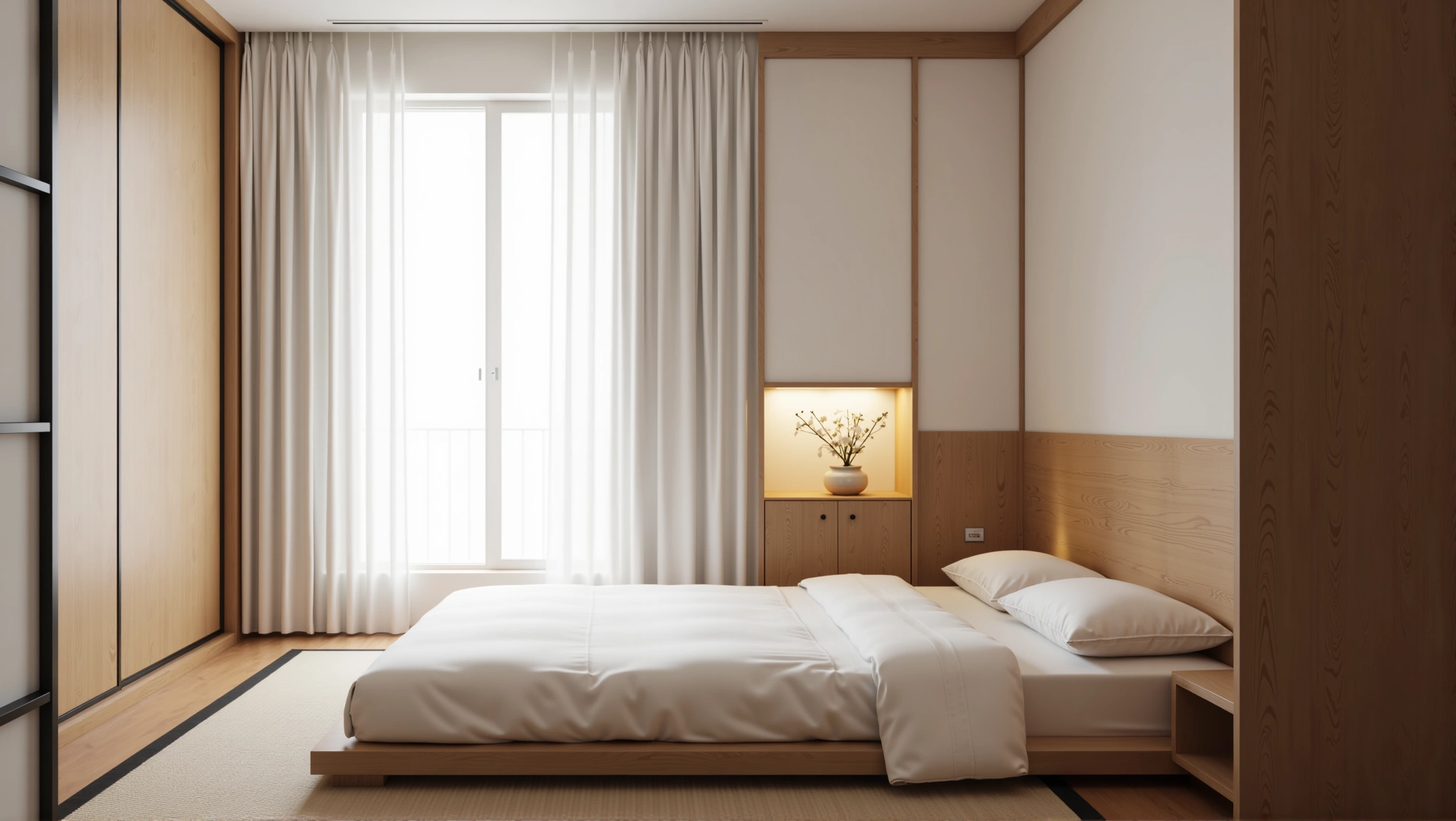 Light Zen with Natural Wood A Quiet Bedroom Bedroom 3