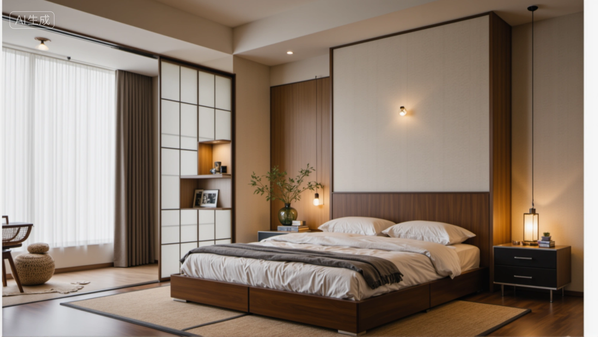 Light Zen with Natural Wood A Quiet Bedroom Bedroom 4