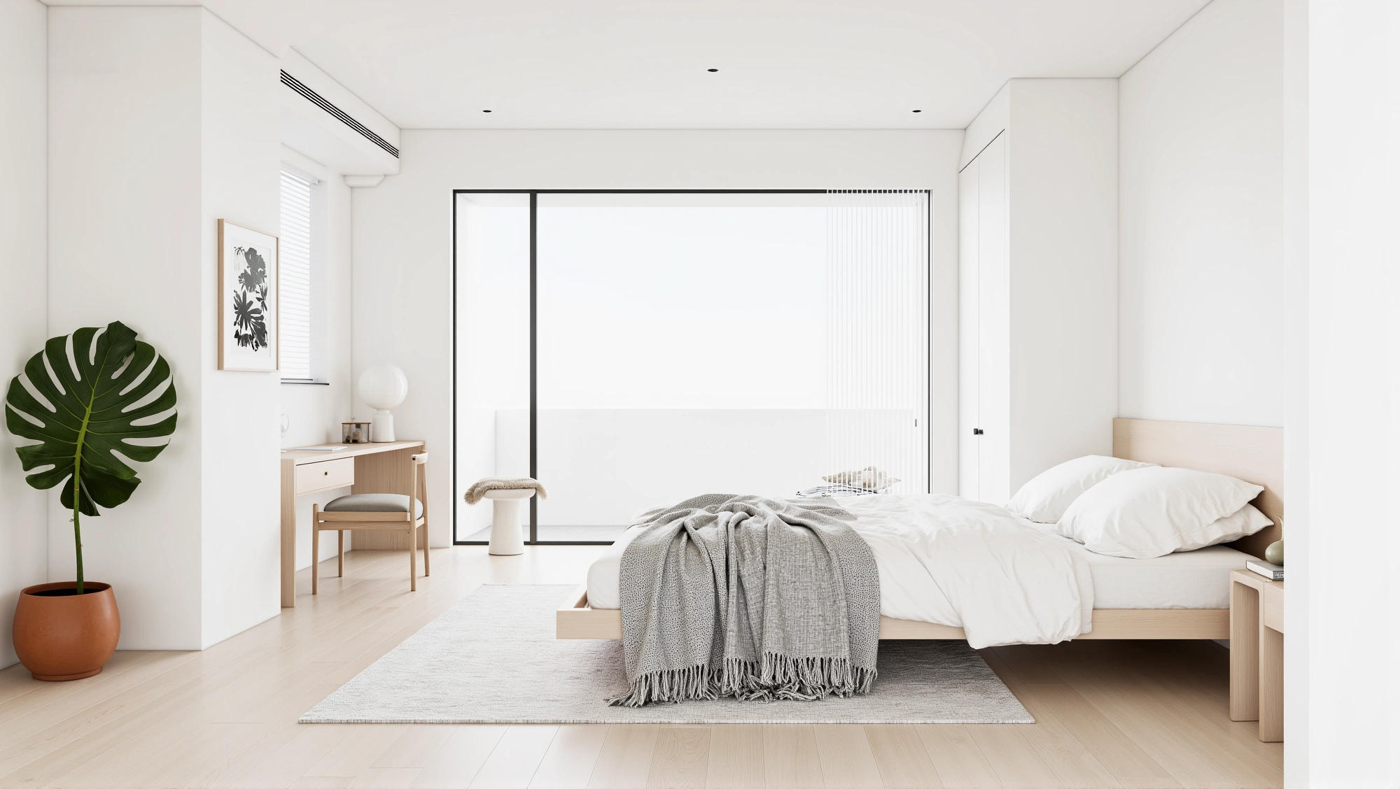 Sunlit Abode in Soft White & Light Wood Bedroom 3