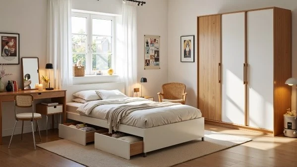 Warm Bedroom in Light Wood White