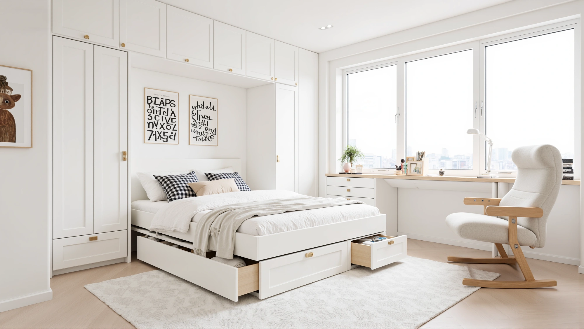 Light White Wood Minimalist Bedroom in Freshness Bedroom 2
