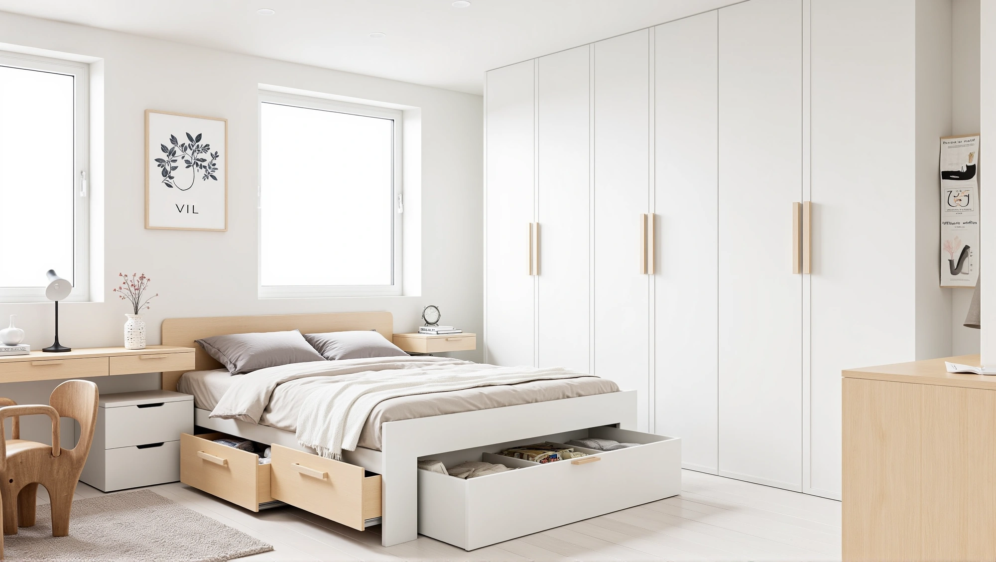 Light White Wood Minimalist Bedroom in Freshness Bedroom 3