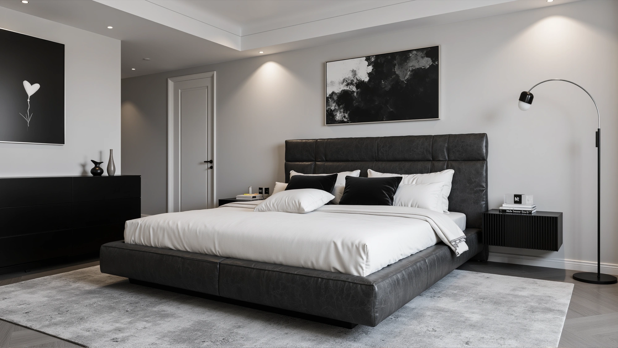 Modern Light Luxury Bedroom in Black Bedroom 3