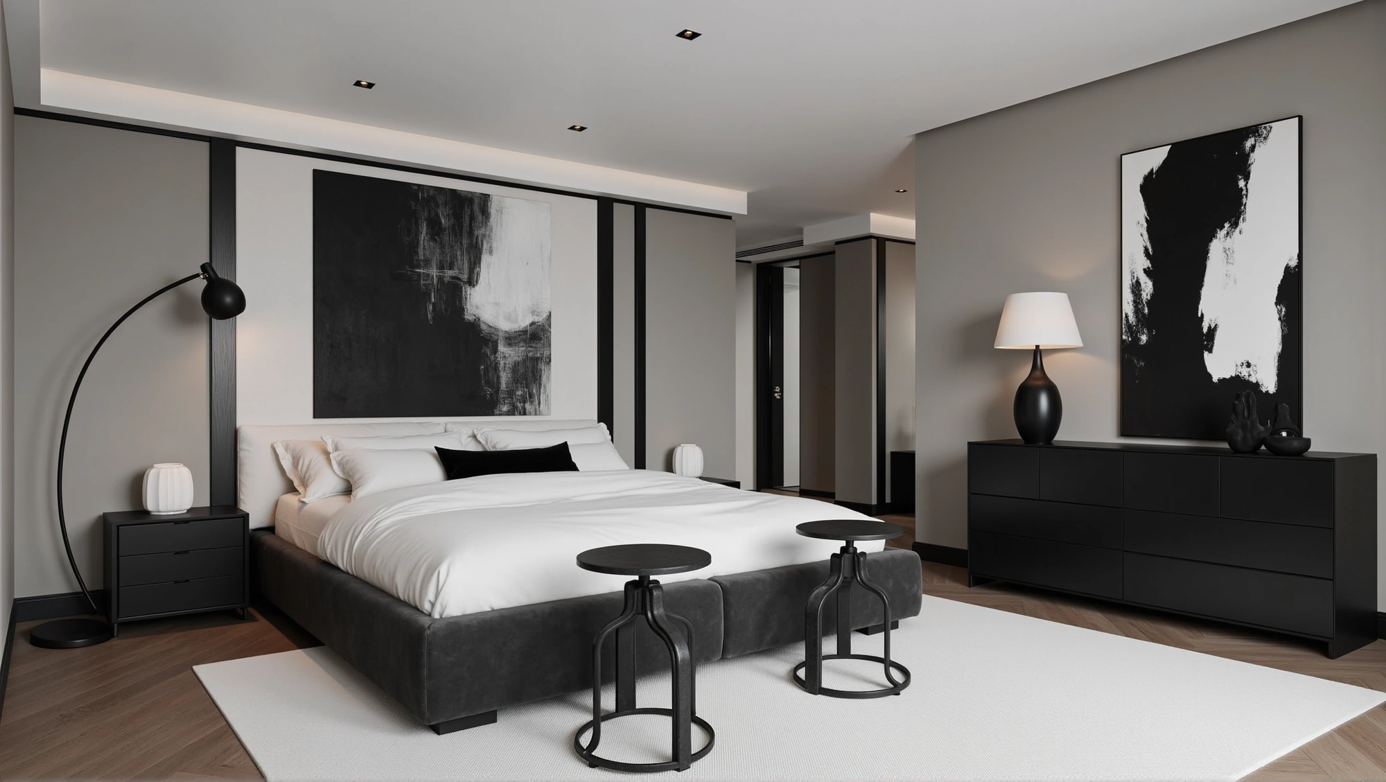 Modern Light Luxury Bedroom in Black Bedroom 4