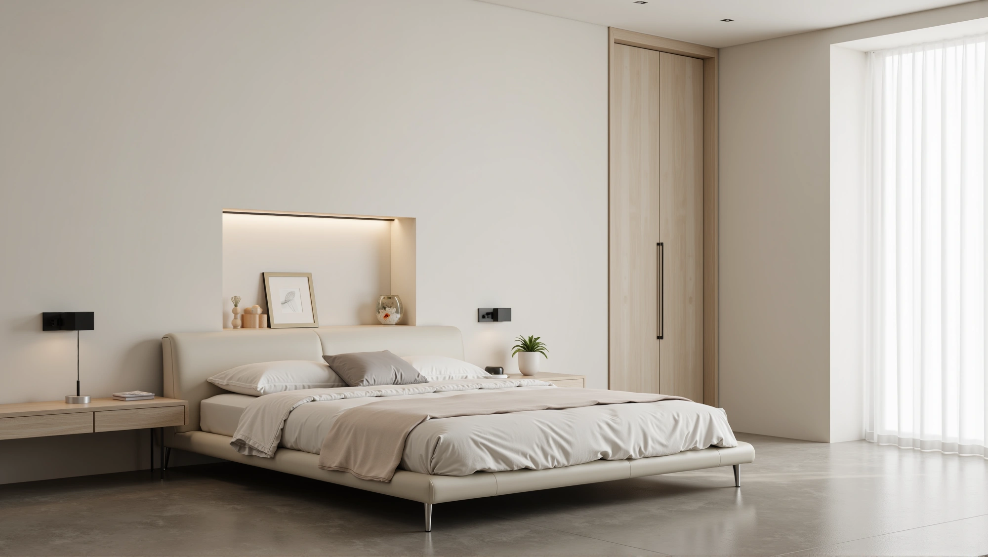 Plain & Gentle Realm: A Quiet Bedroom Bedroom 3