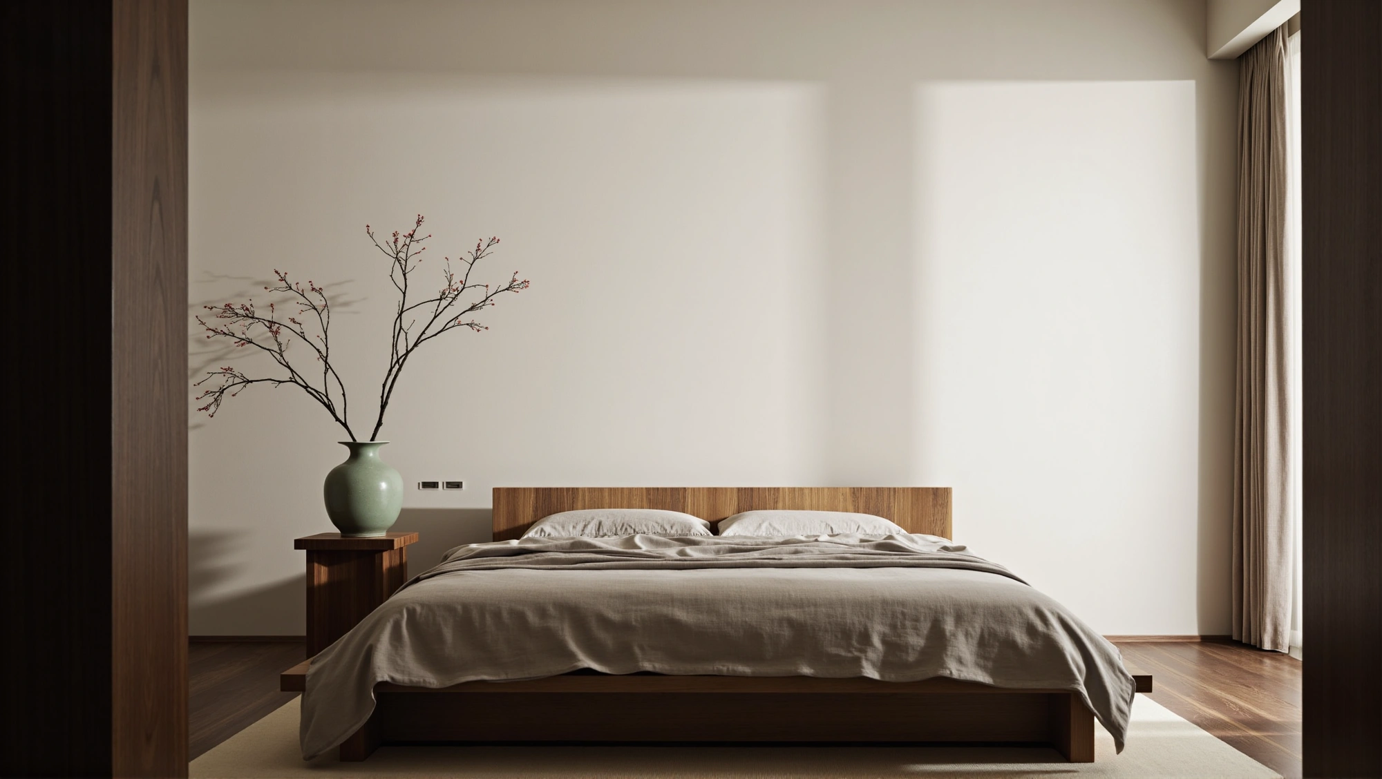 Wood-Vibe Plain Home: A Serene Bedroom Bedroom 1