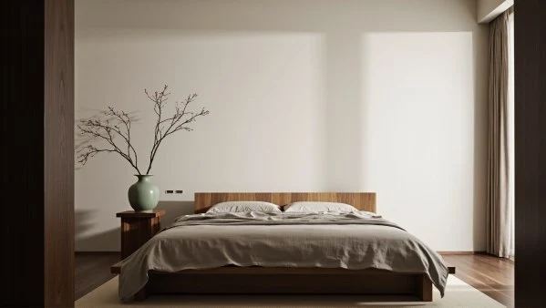 Wood-Vibe Plain Home: A Serene Bedroom bedroom