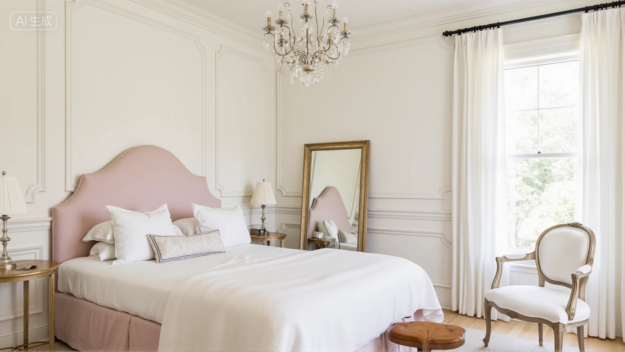 Soft Pink Light French Style Sweet Elegant Bedroom Bedroom 6