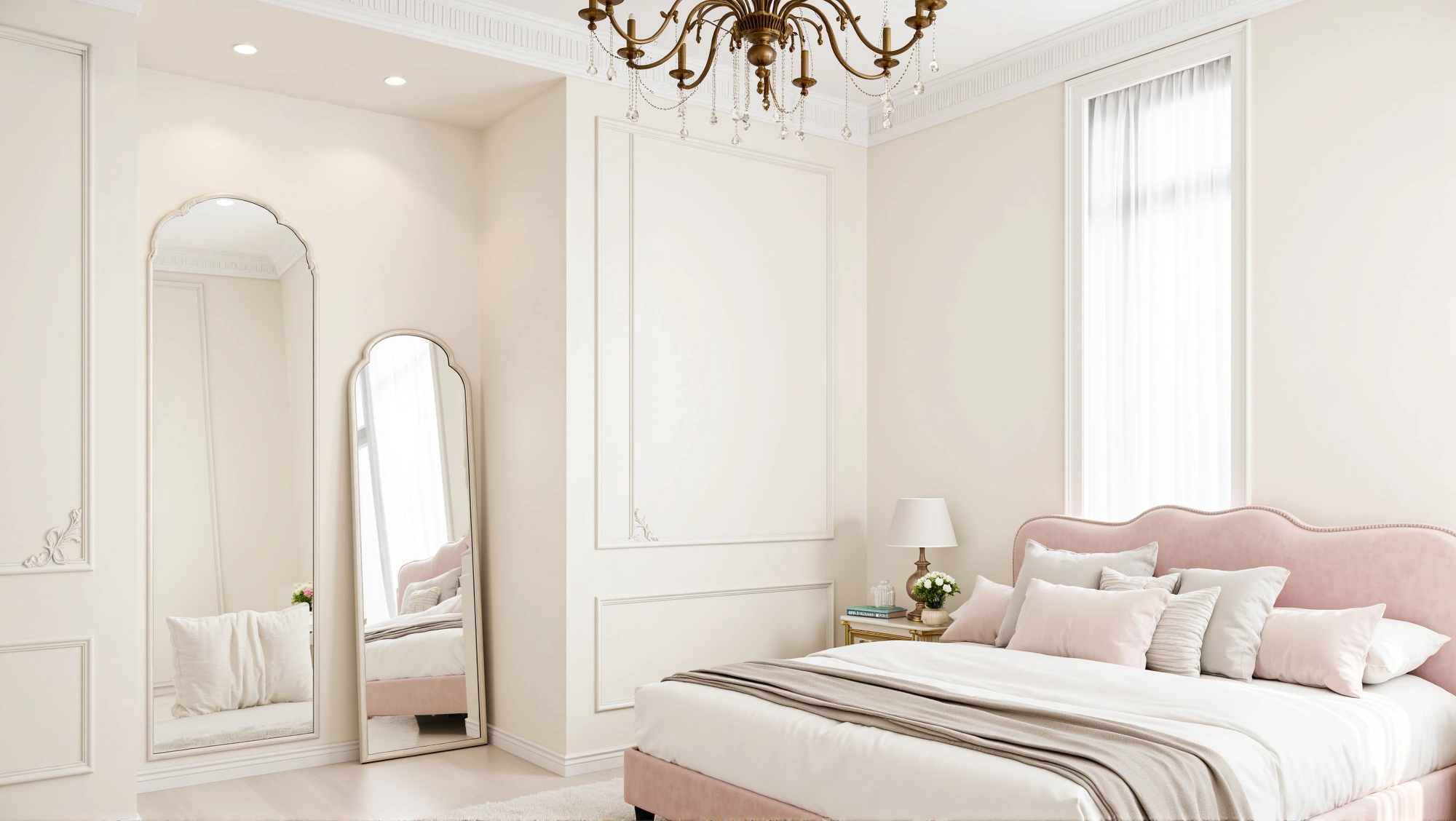 Soft Pink Light French Style Sweet Elegant Bedroom Bedroom 5