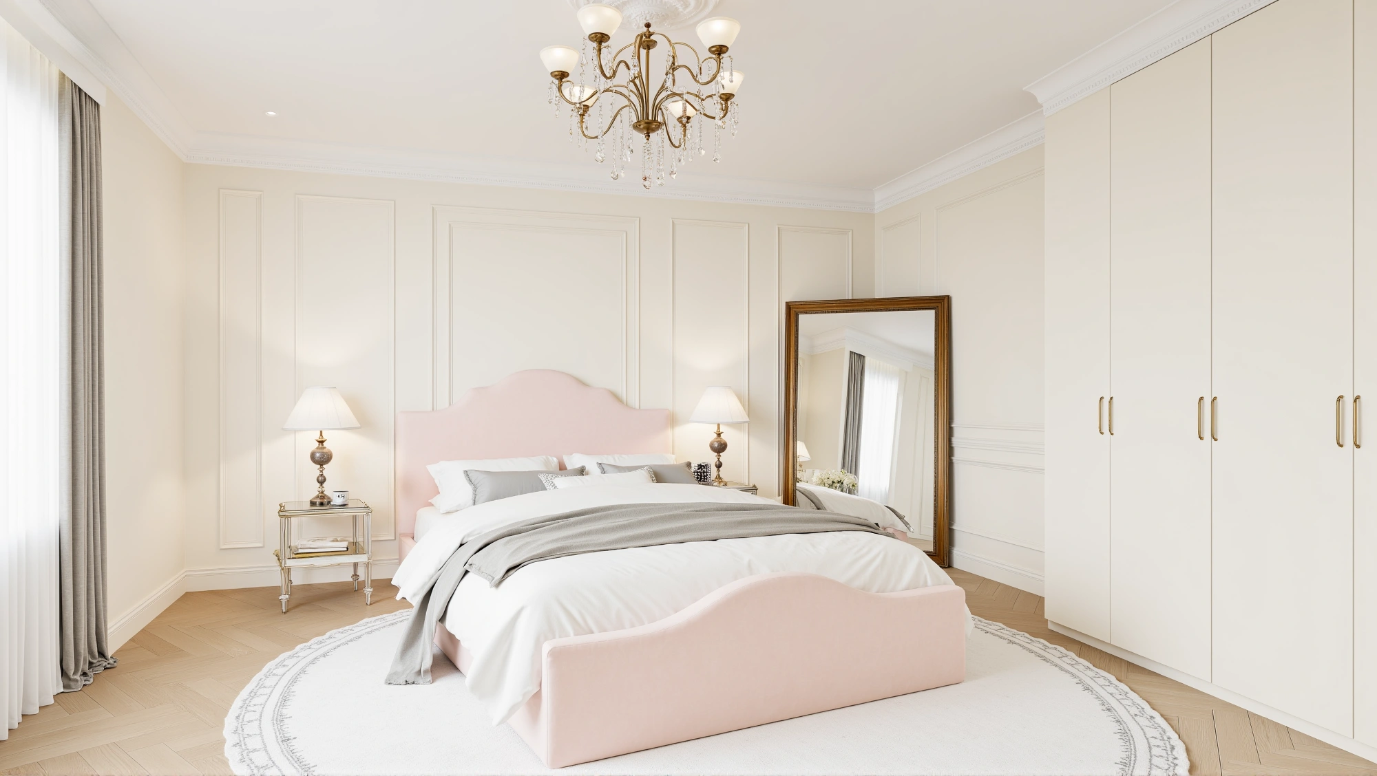 Soft Pink Light French Style Sweet Elegant Bedroom Bedroom 1