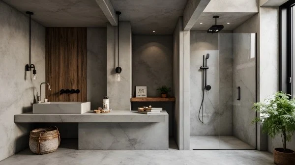 Textural Poetics of Rigidity and Softnes bathroom