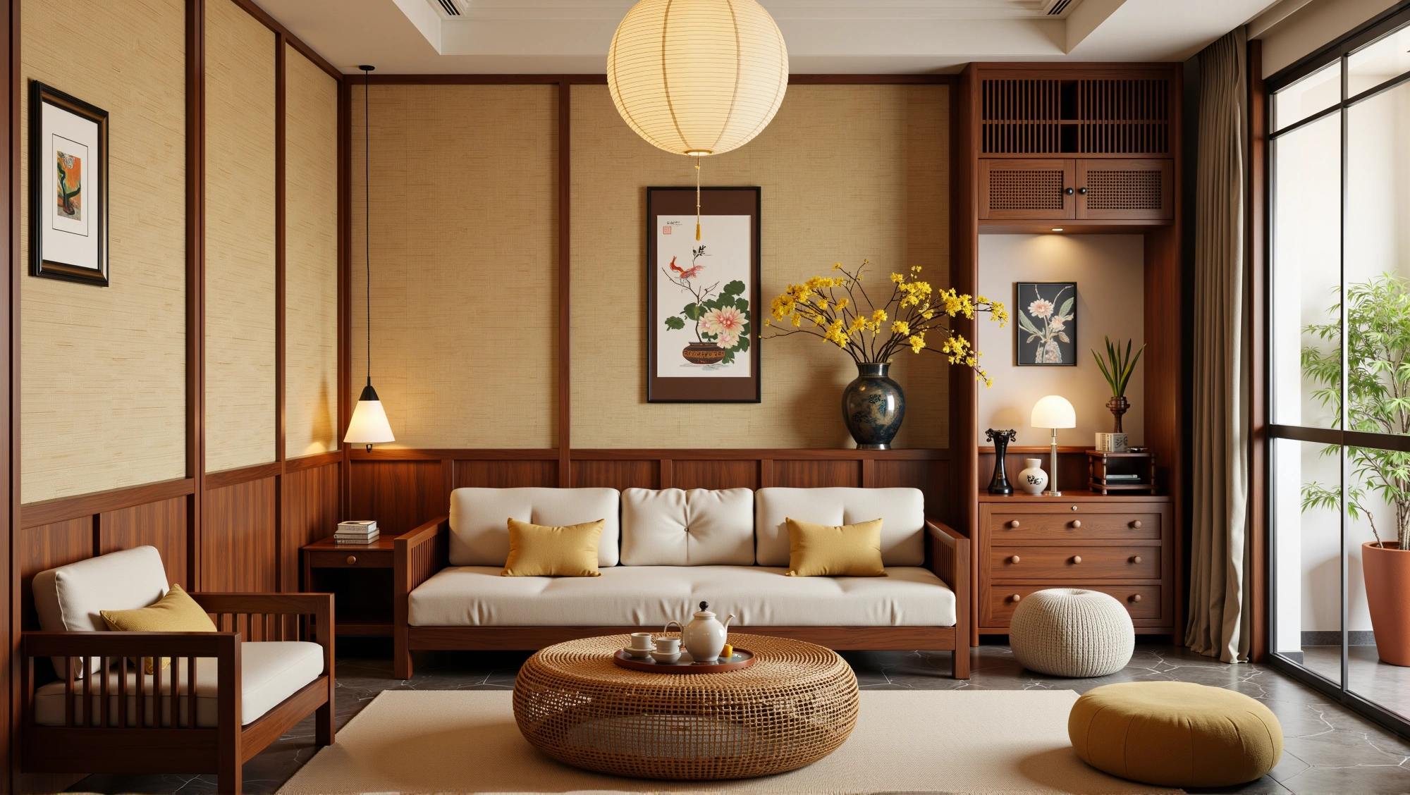 Poetic Dwelling of New Chinese-Style Living Room Living room 1