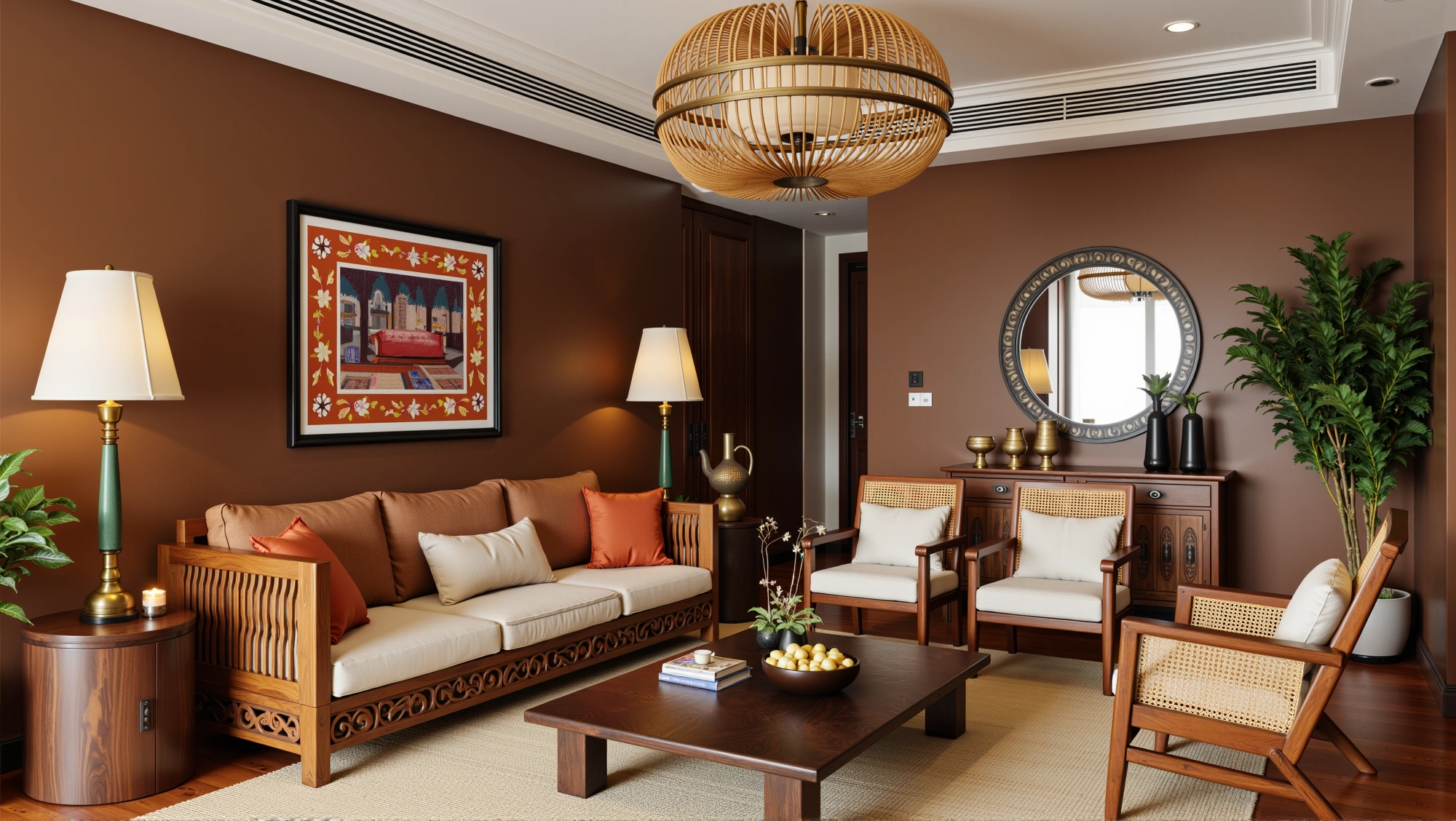 Retro Elegant Dwelling with Southeast Asian Style Living room 2