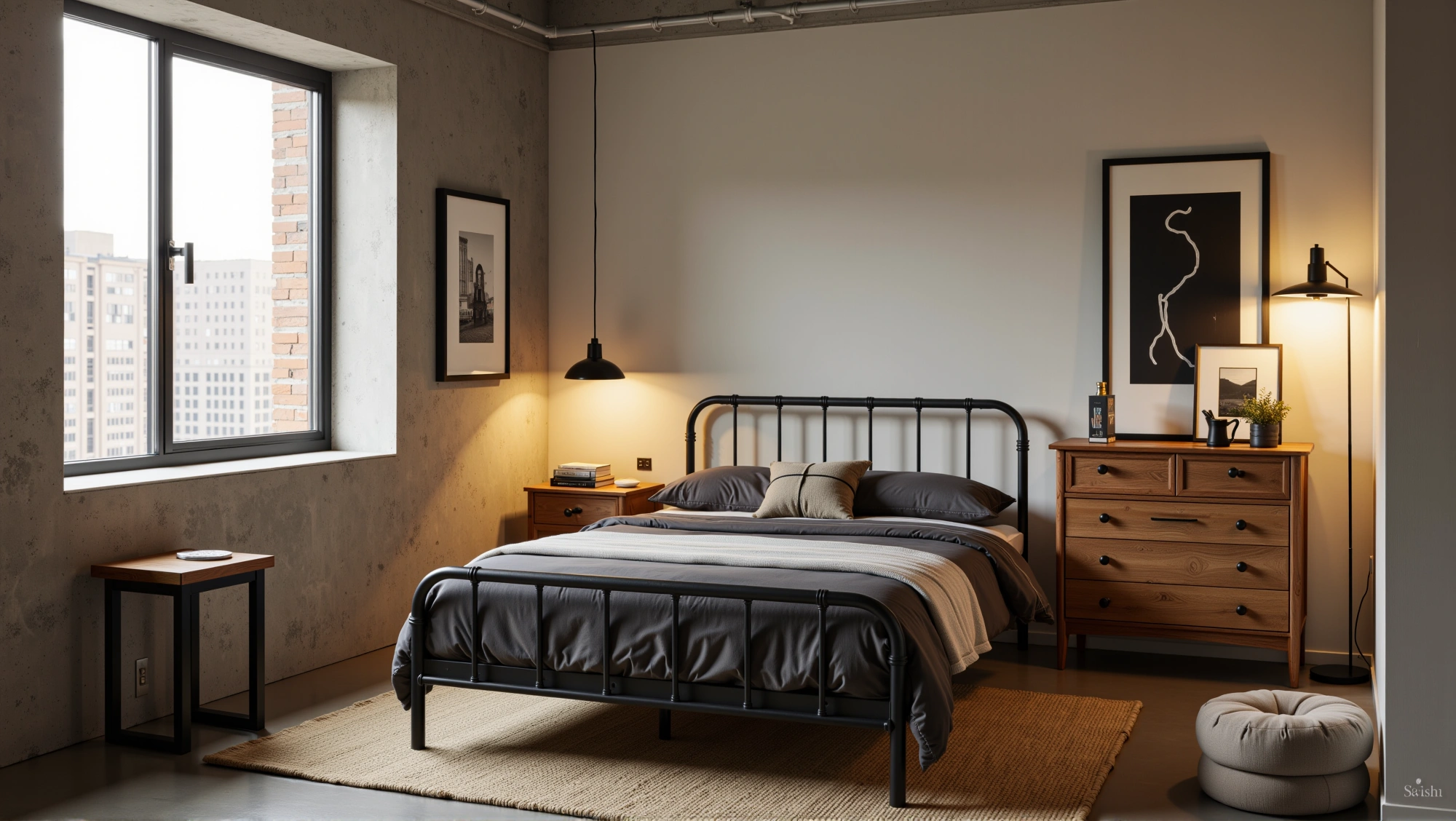 Metal Coolness and Wood Warmth Resonance Bedroom 1